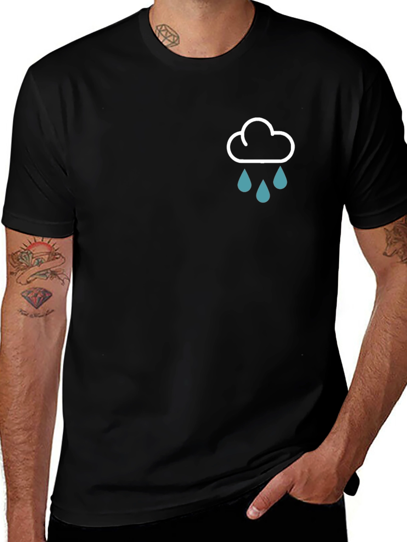 Rain Cloud Graphic Black T-Shirt