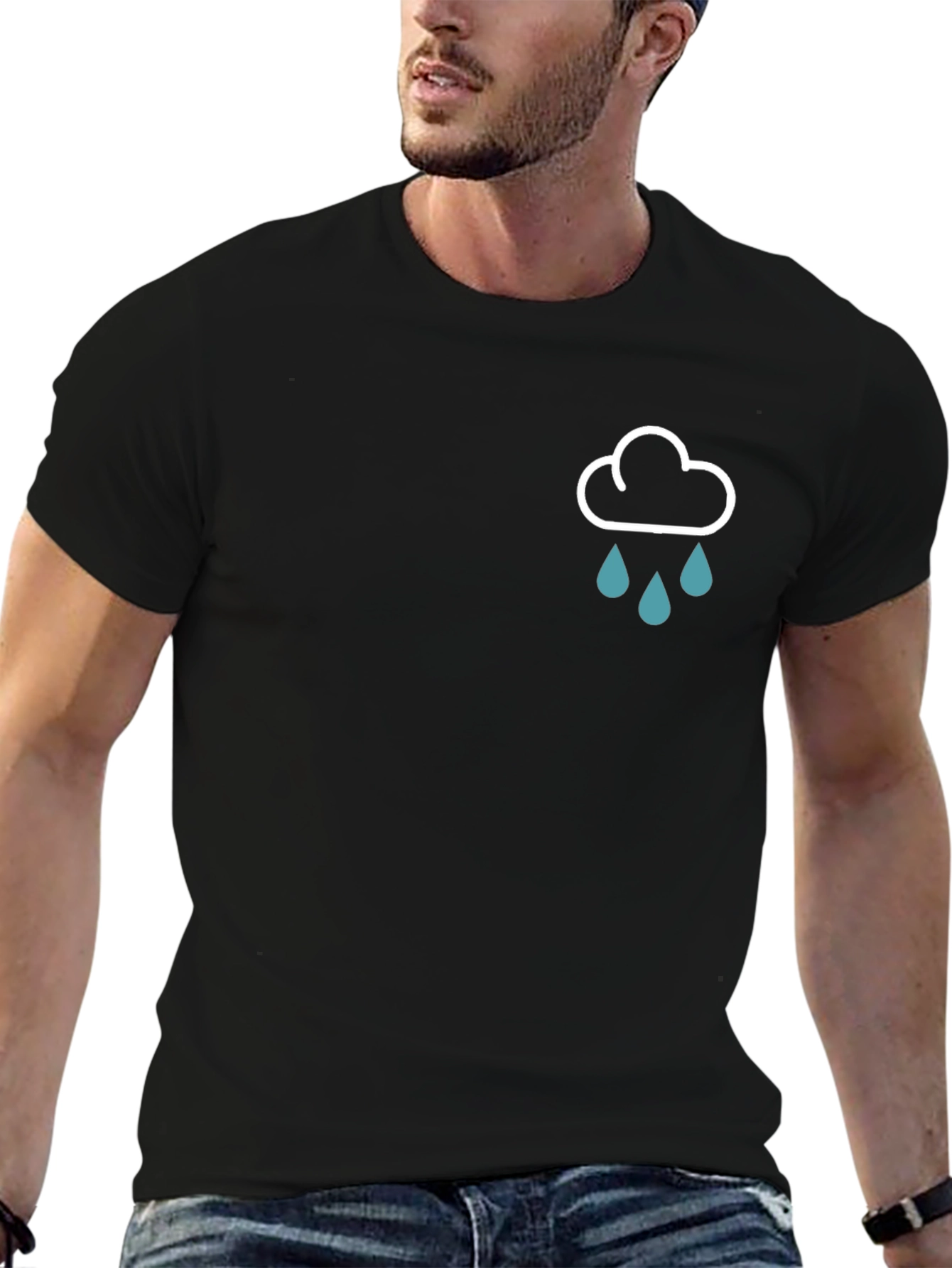 Rain Cloud Graphic Black T-Shirt