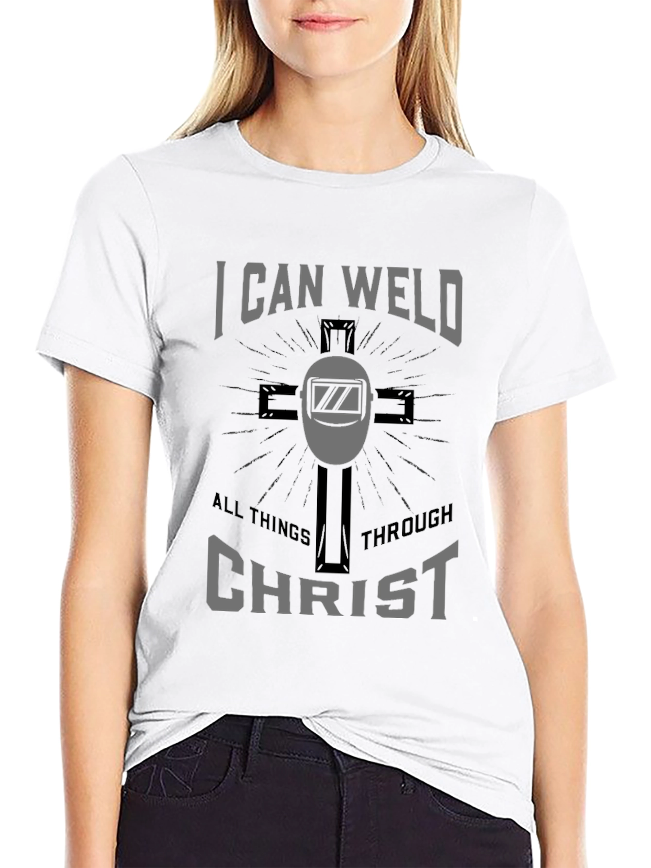 I Can Weld All Things Through Christ Black Tee