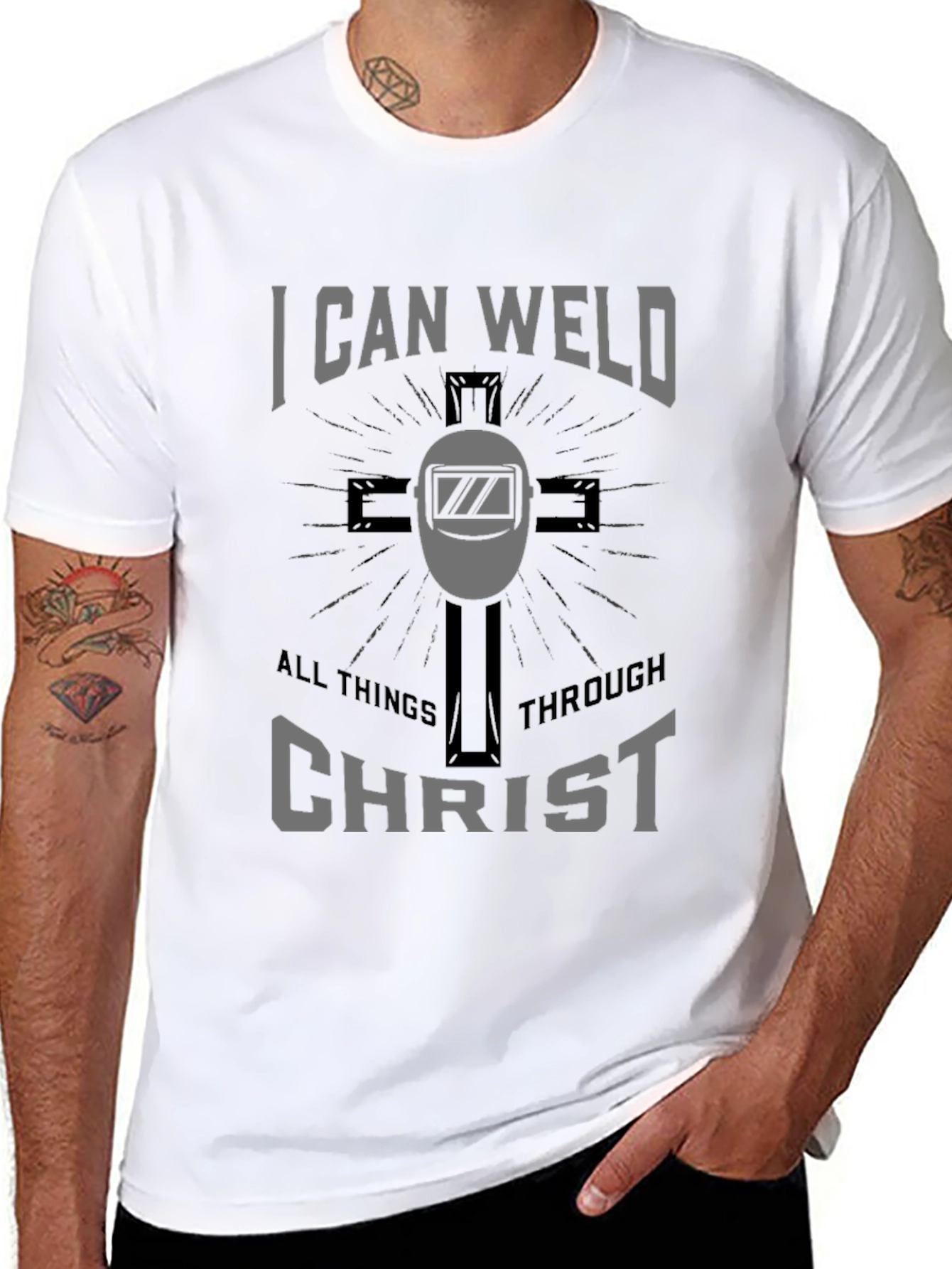 I Can Weld All Things Through Christ Black Tee