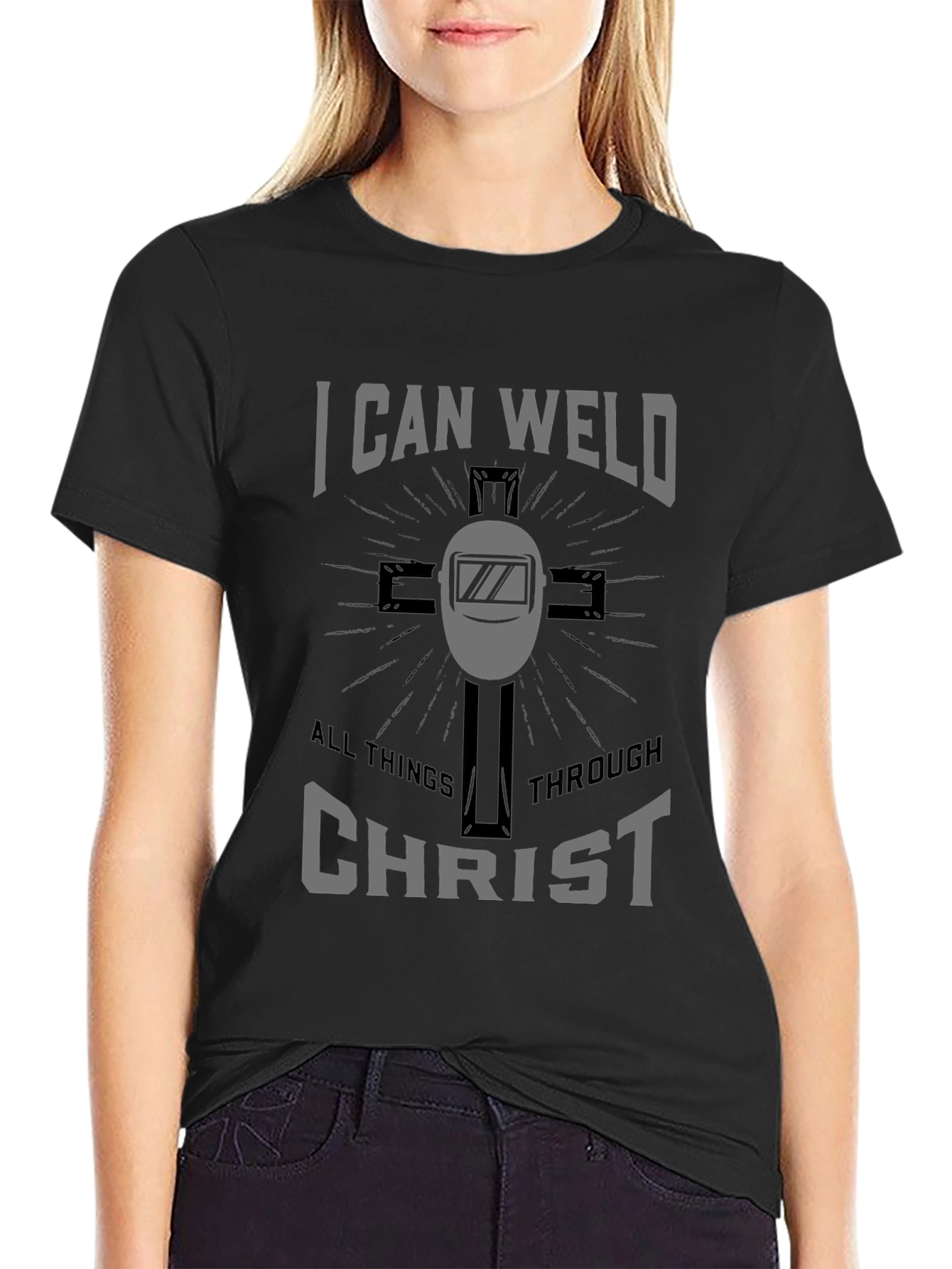 I Can Weld All Things Through Christ Black Tee