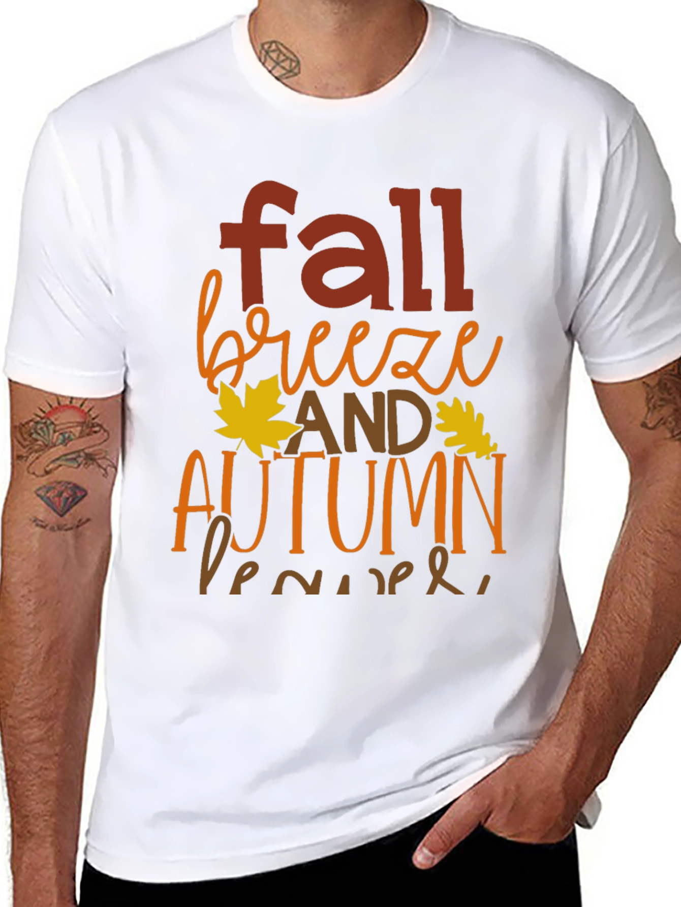 Fall Breeze Autumn Leaves Graphic T-Shirt