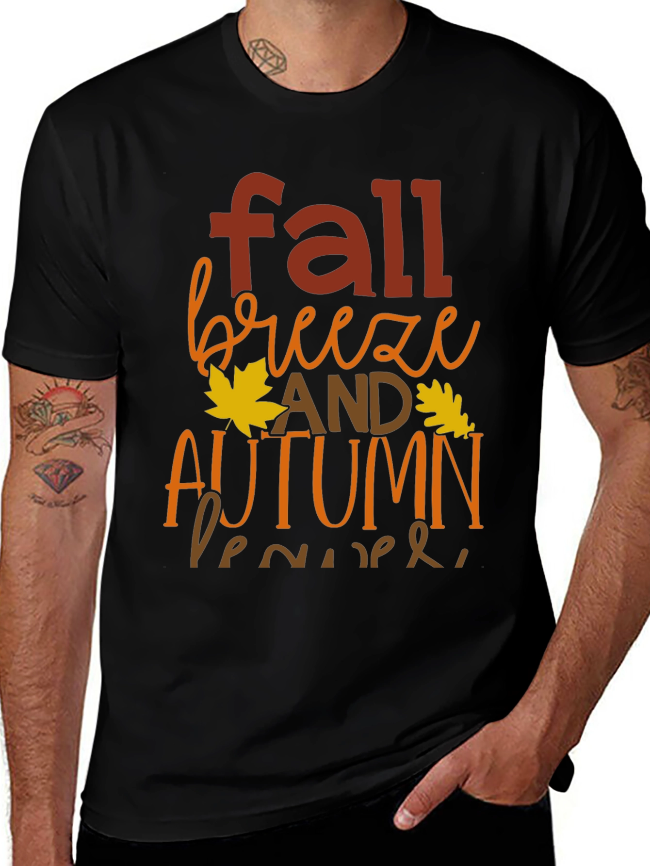 Fall Breeze Autumn Leaves Graphic T-Shirt
