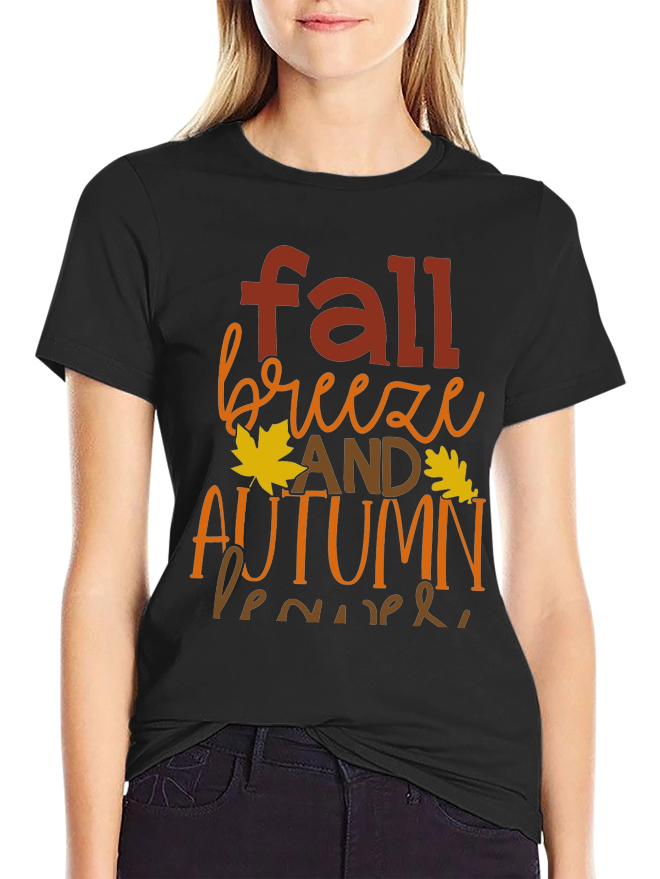 Fall Breeze Autumn Leaves Graphic T-Shirt