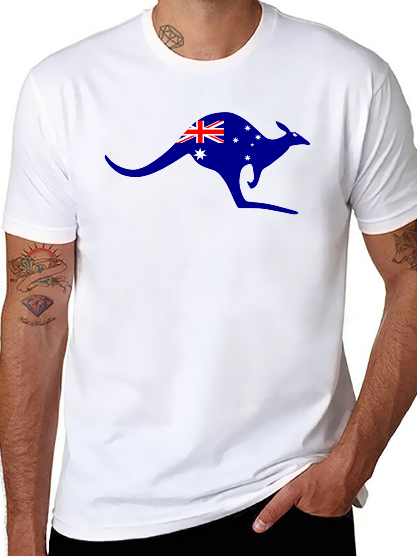 Australia Flag Kangaroo Black T-Shirt
