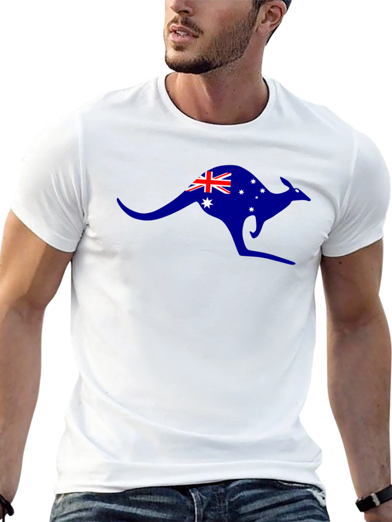 Australia Flag Kangaroo Black T-Shirt