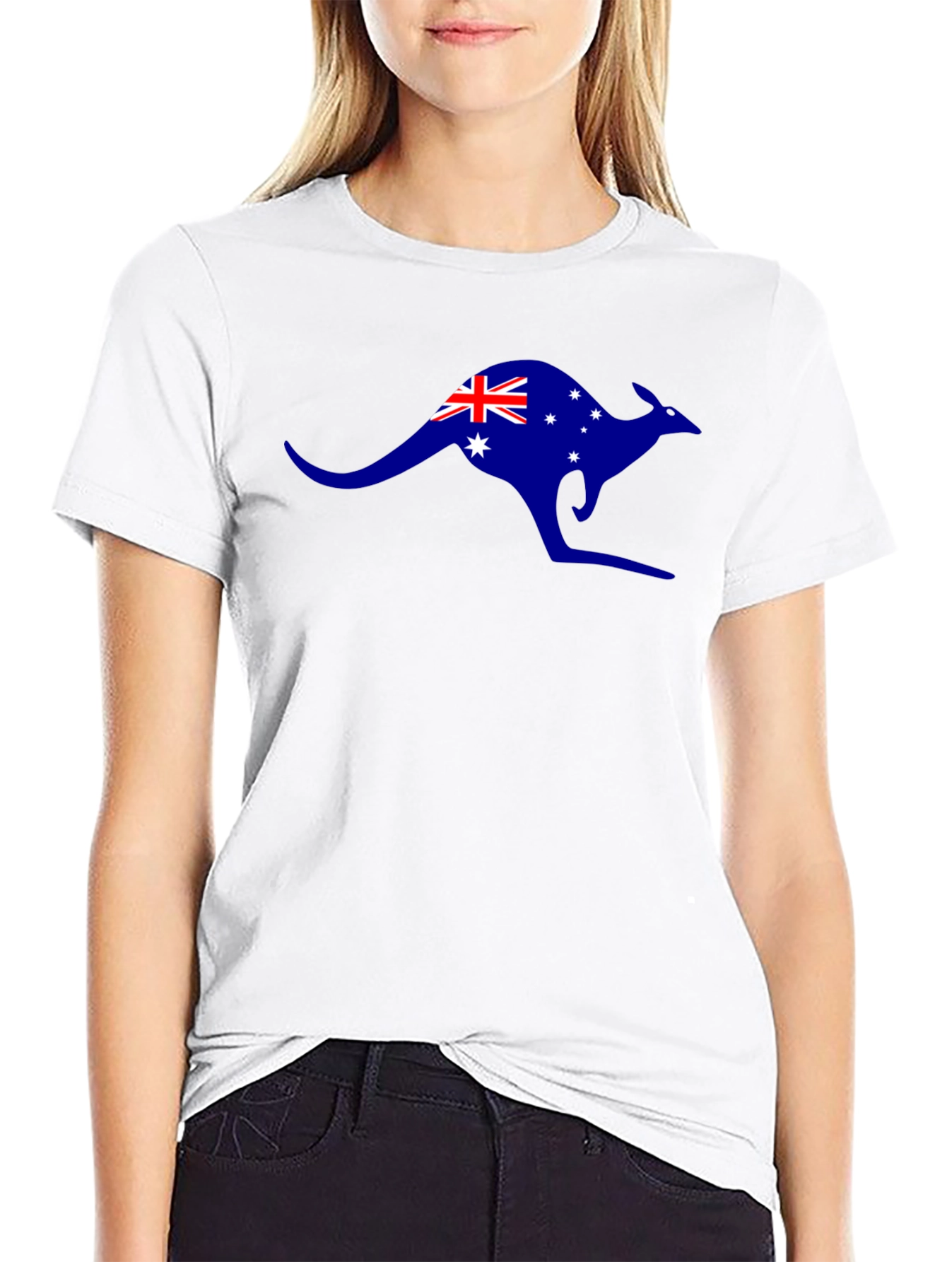 Australia Flag Kangaroo Black T-Shirt