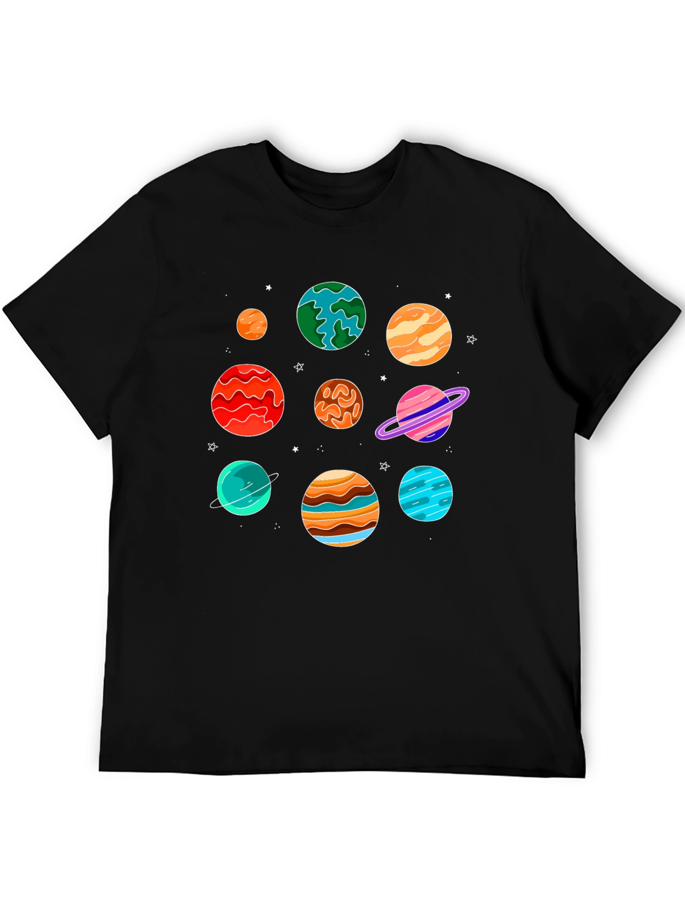 Planets Graphic Print Black T-Shirt