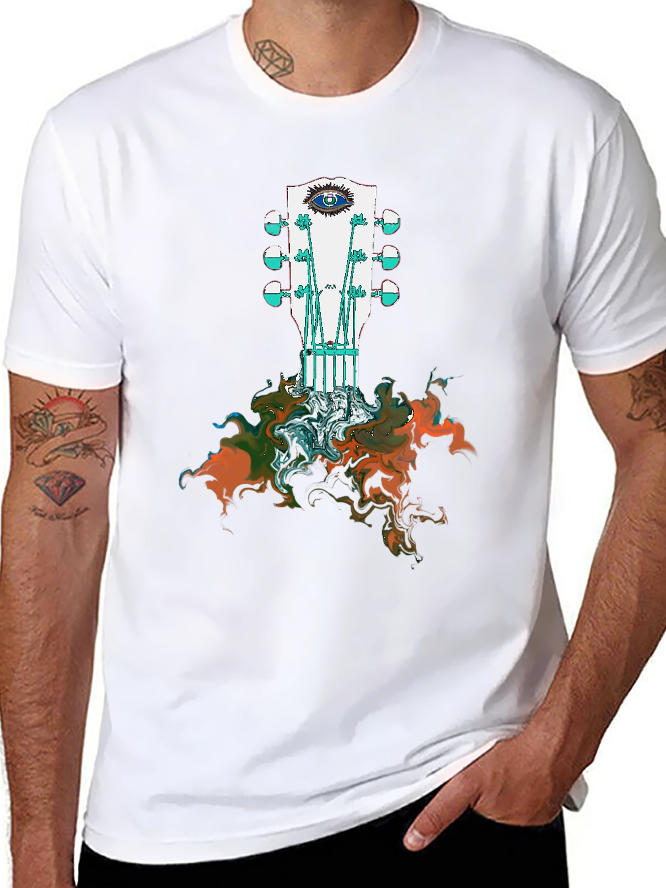 Guitar Headstock Eye T-Shirt - Unique Artistic Design