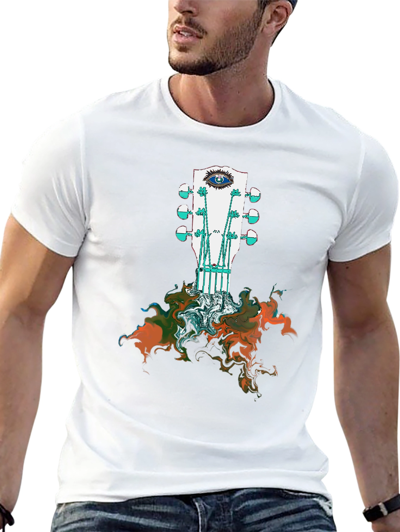 Guitar Headstock Eye T-Shirt - Unique Artistic Design