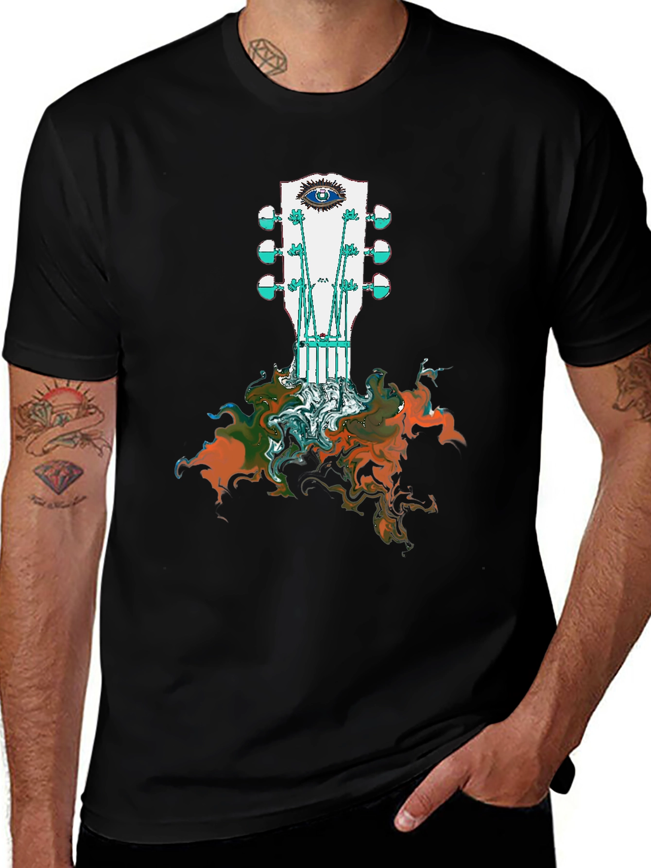 Guitar Headstock Eye T-Shirt - Unique Artistic Design