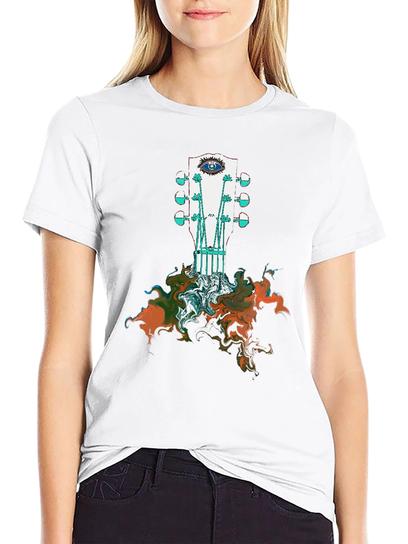 Guitar Headstock Eye T-Shirt - Unique Artistic Design