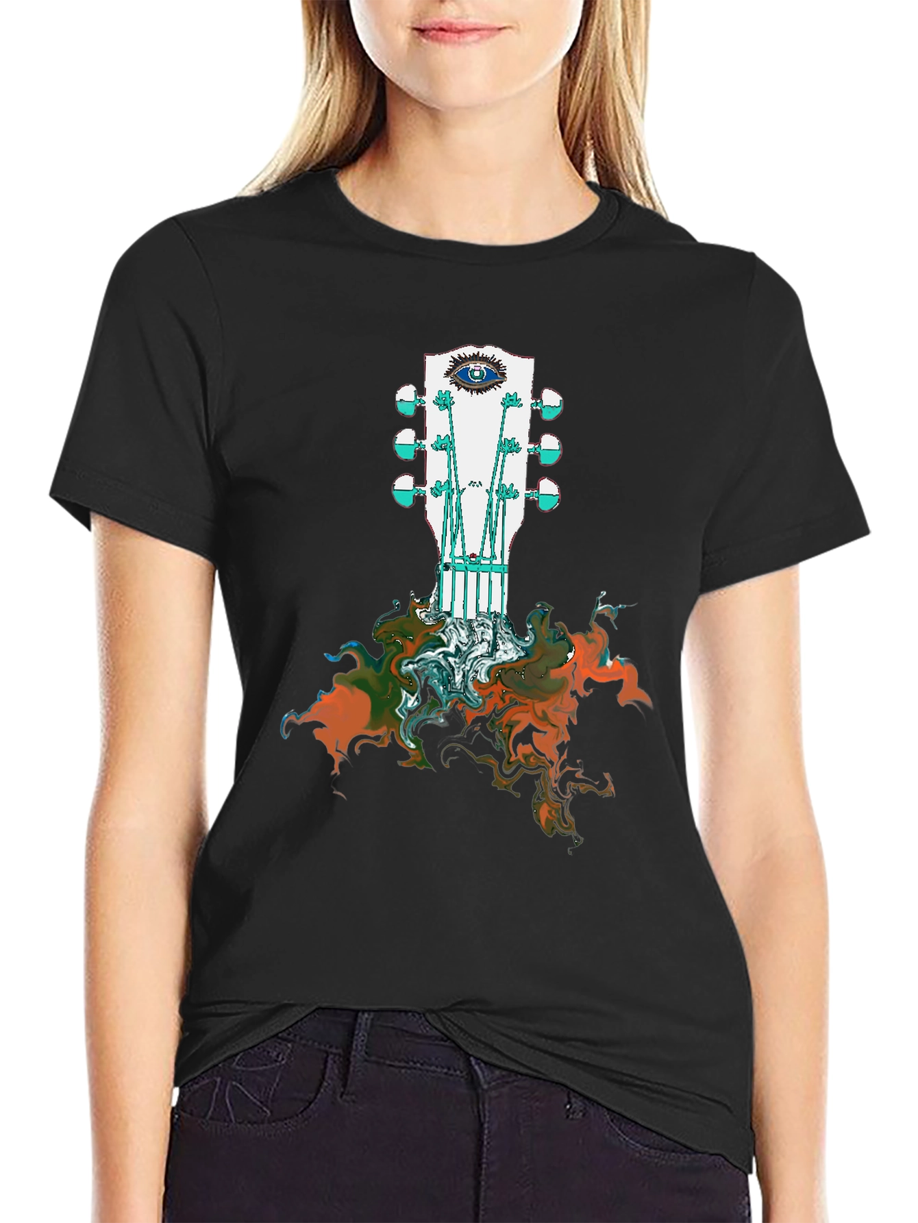 Guitar Headstock Eye T-Shirt - Unique Artistic Design