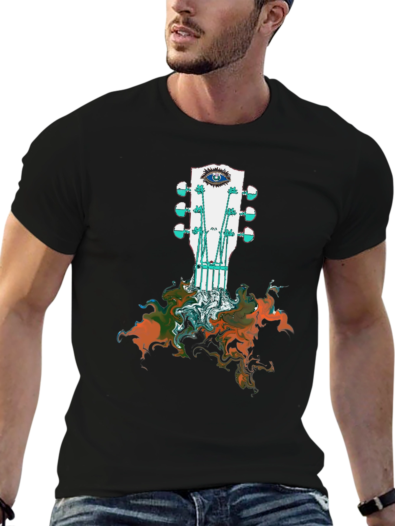 Guitar Headstock Eye T-Shirt - Unique Artistic Design
