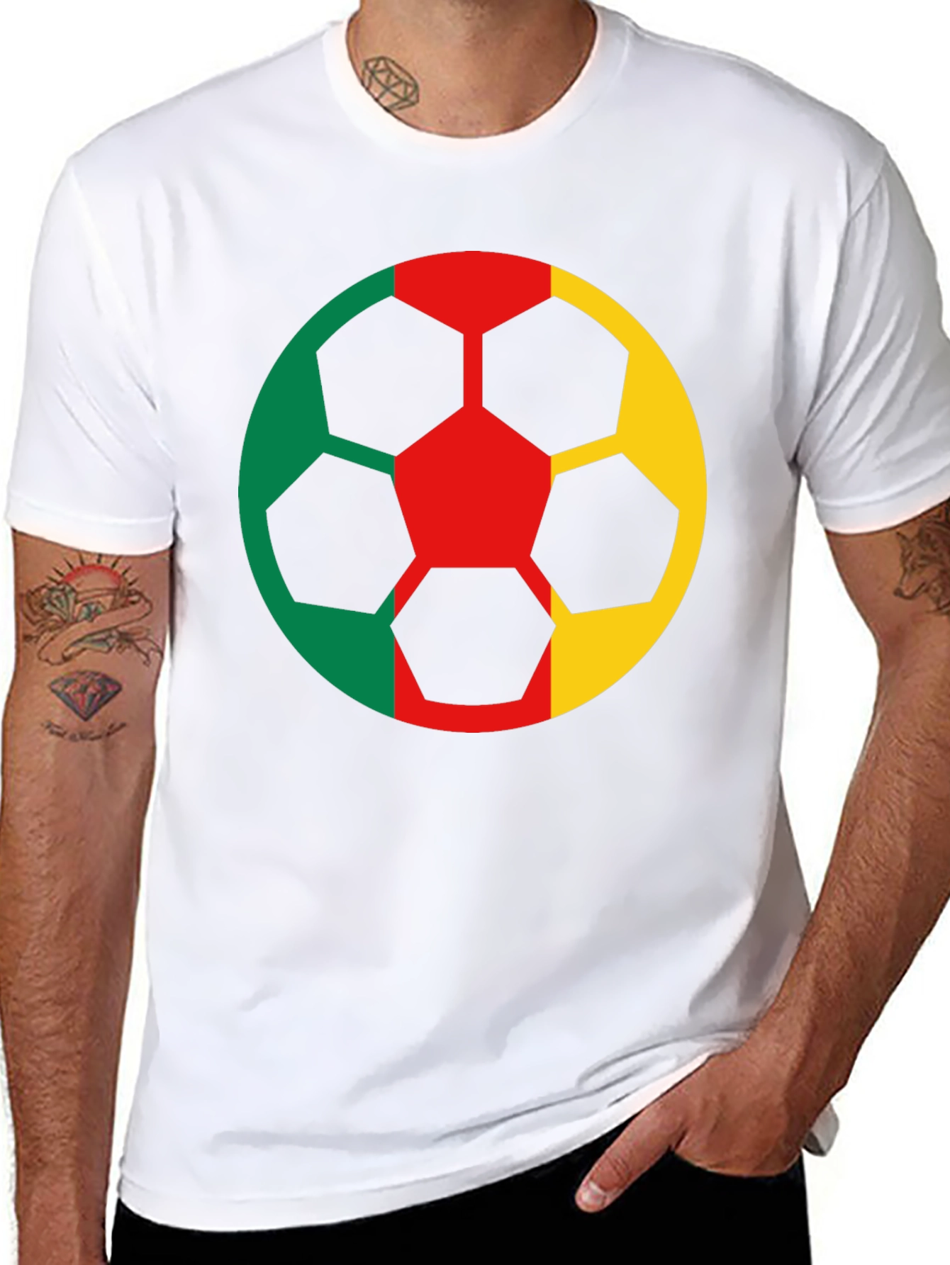Cameroon Flag Soccer Ball Graphic T-Shirt