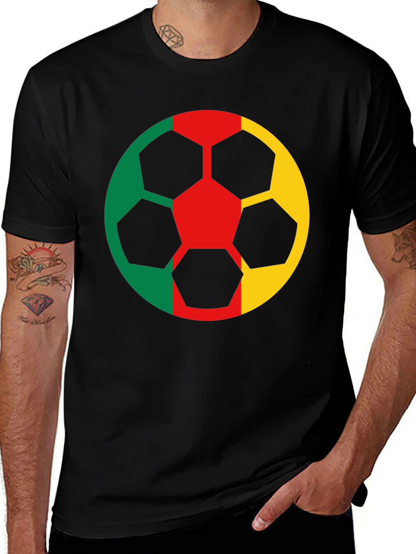 Cameroon Flag Soccer Ball Graphic T-Shirt