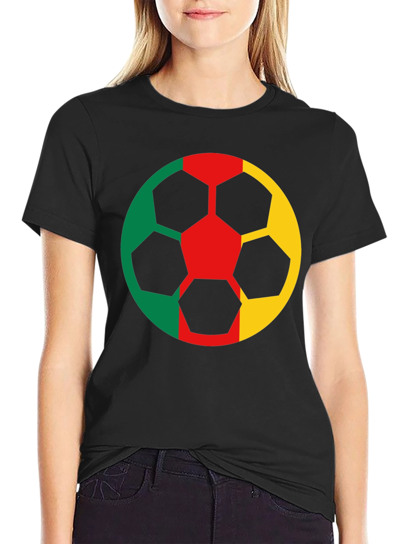 Cameroon Flag Soccer Ball Graphic T-Shirt