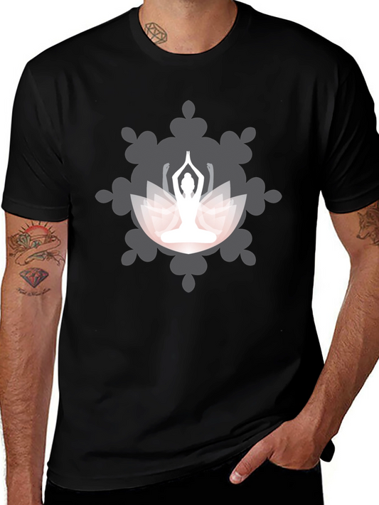 Yoga Lotus Mandala Graphic T-Shirt - Black
