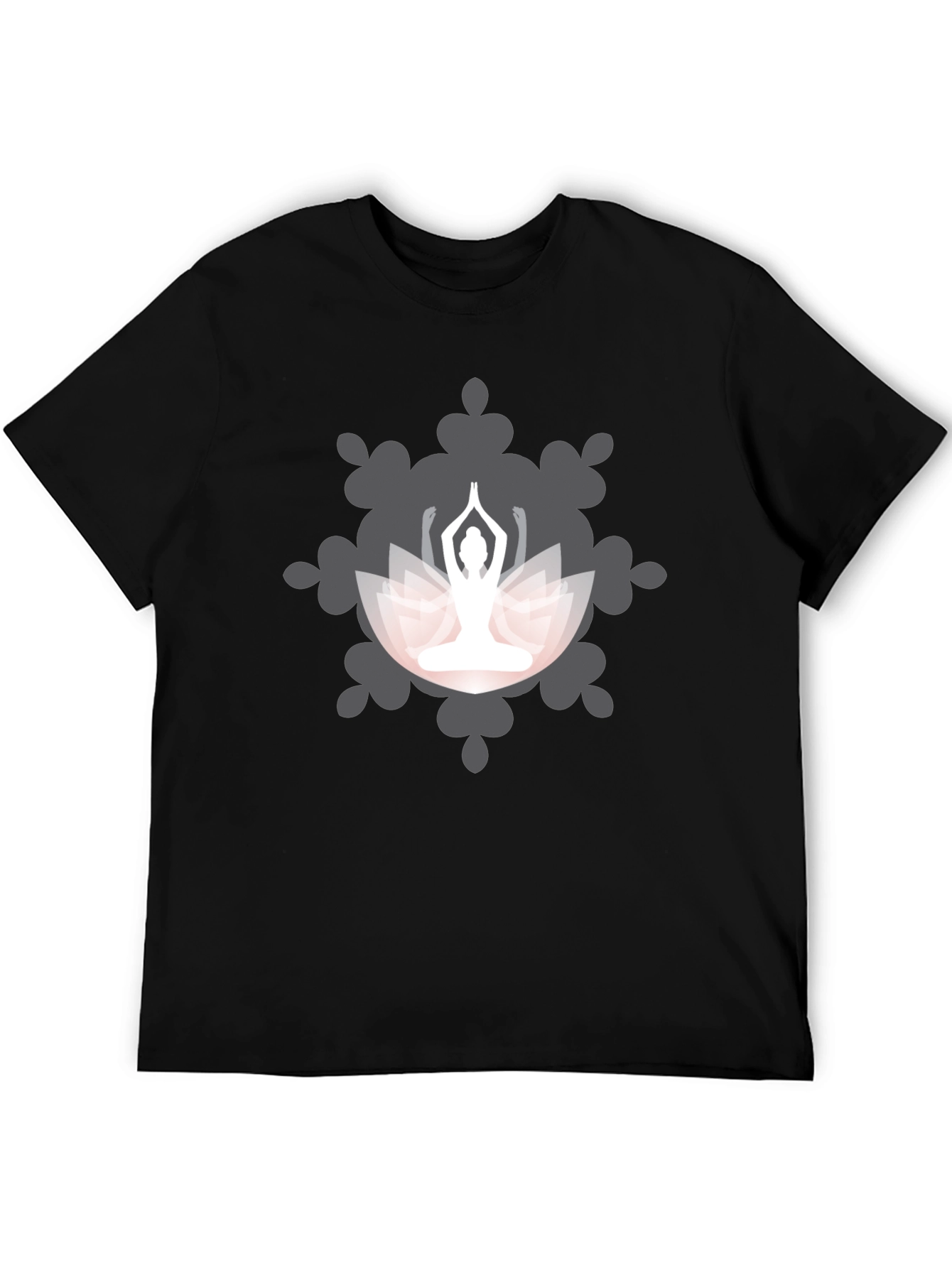 Yoga Lotus Mandala Graphic T-Shirt - Black