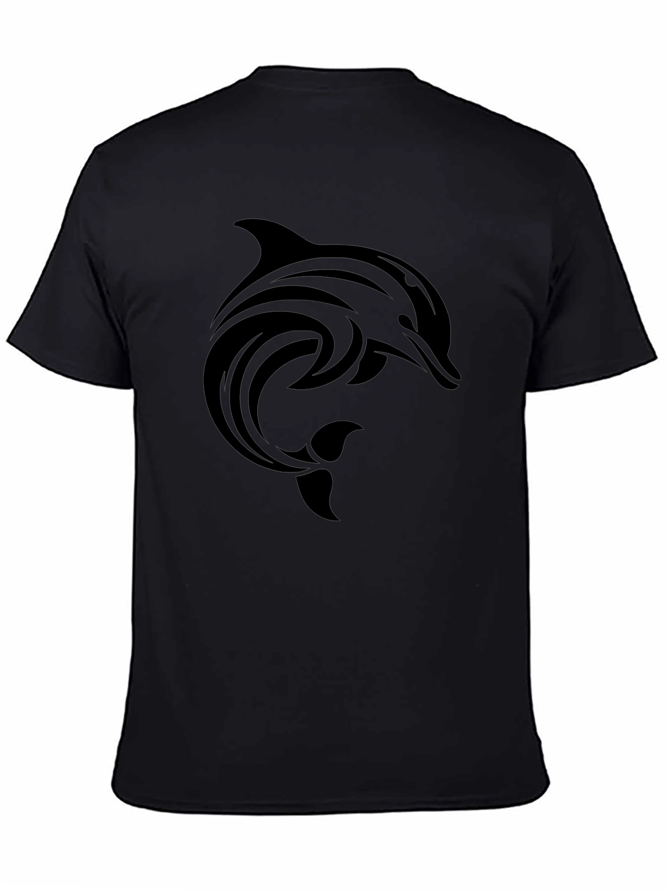 Tribal Dolphin Graphic Black T-Shirt