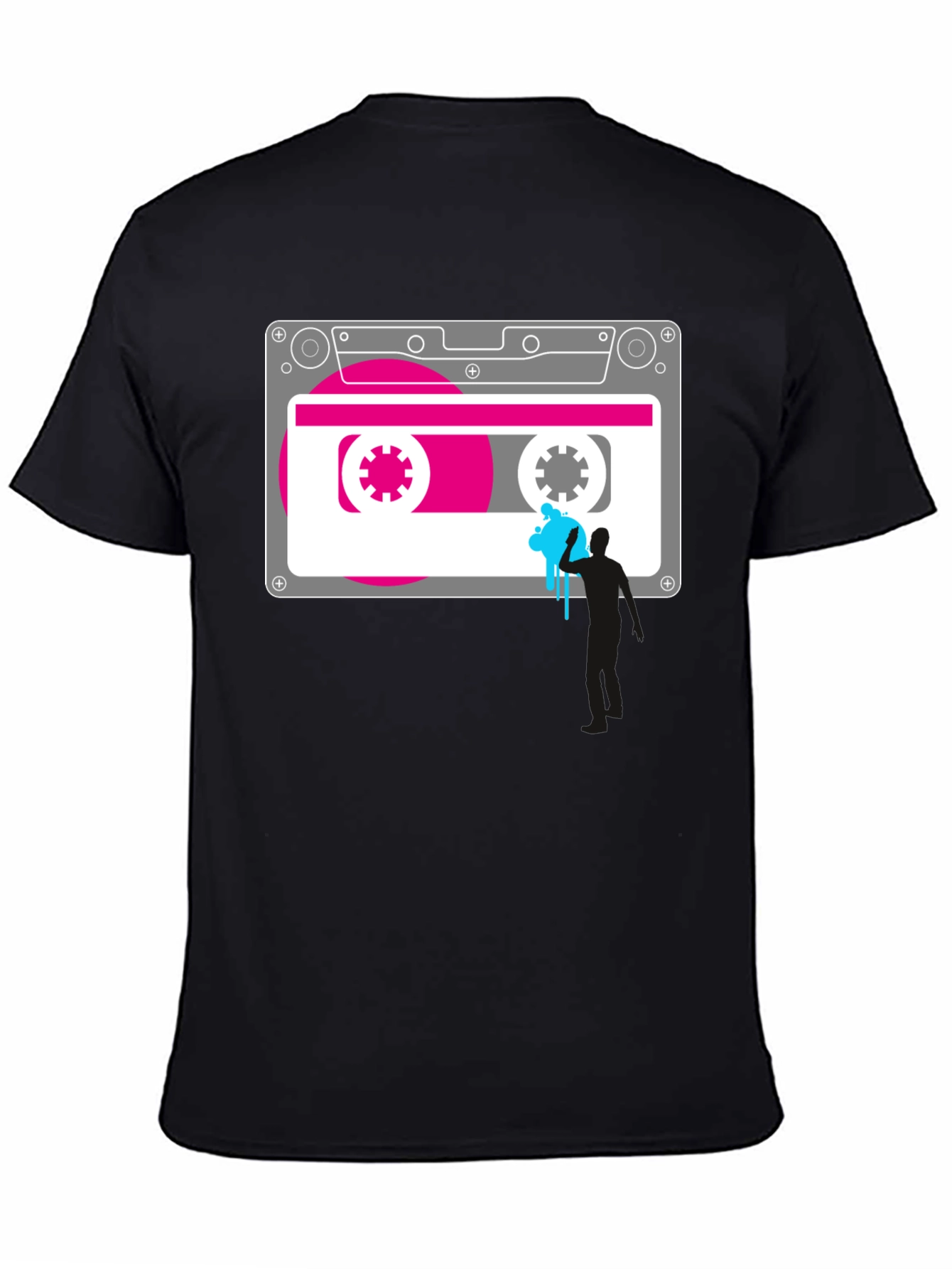 Retro Cassette Tape Graphic Tee - Black