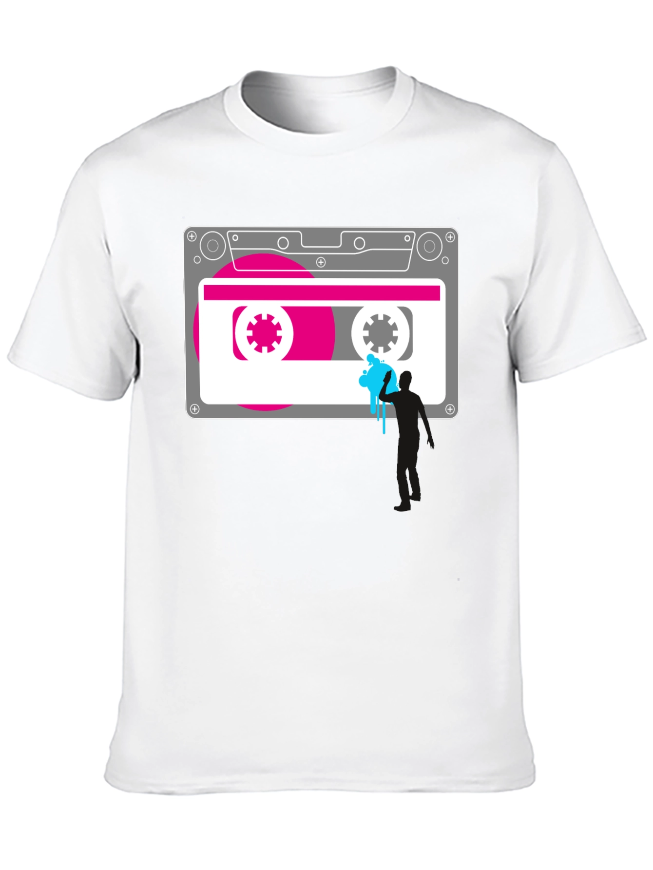 Retro Cassette Tape Graphic Tee - Black