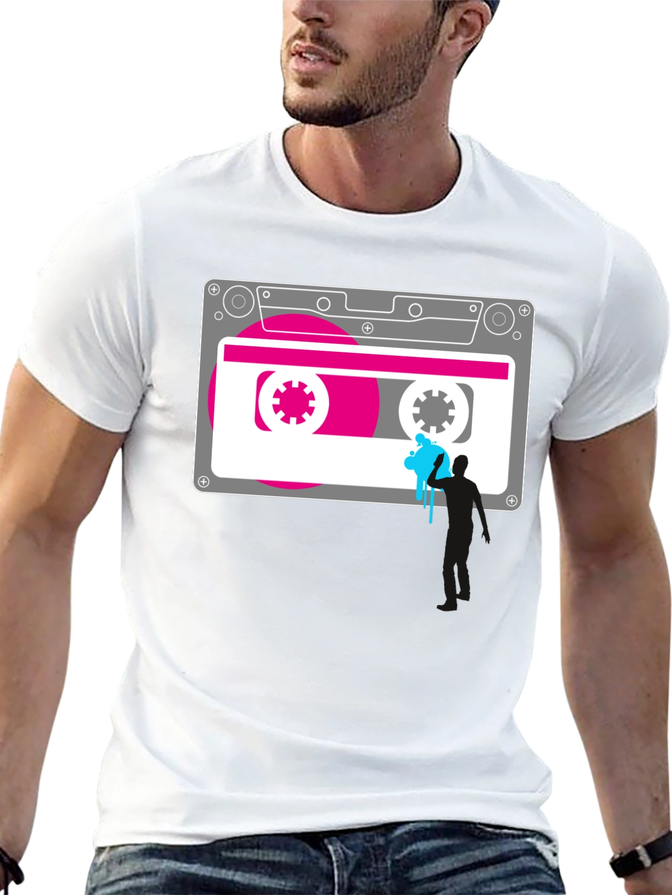 Retro Cassette Tape Graphic Tee - Black