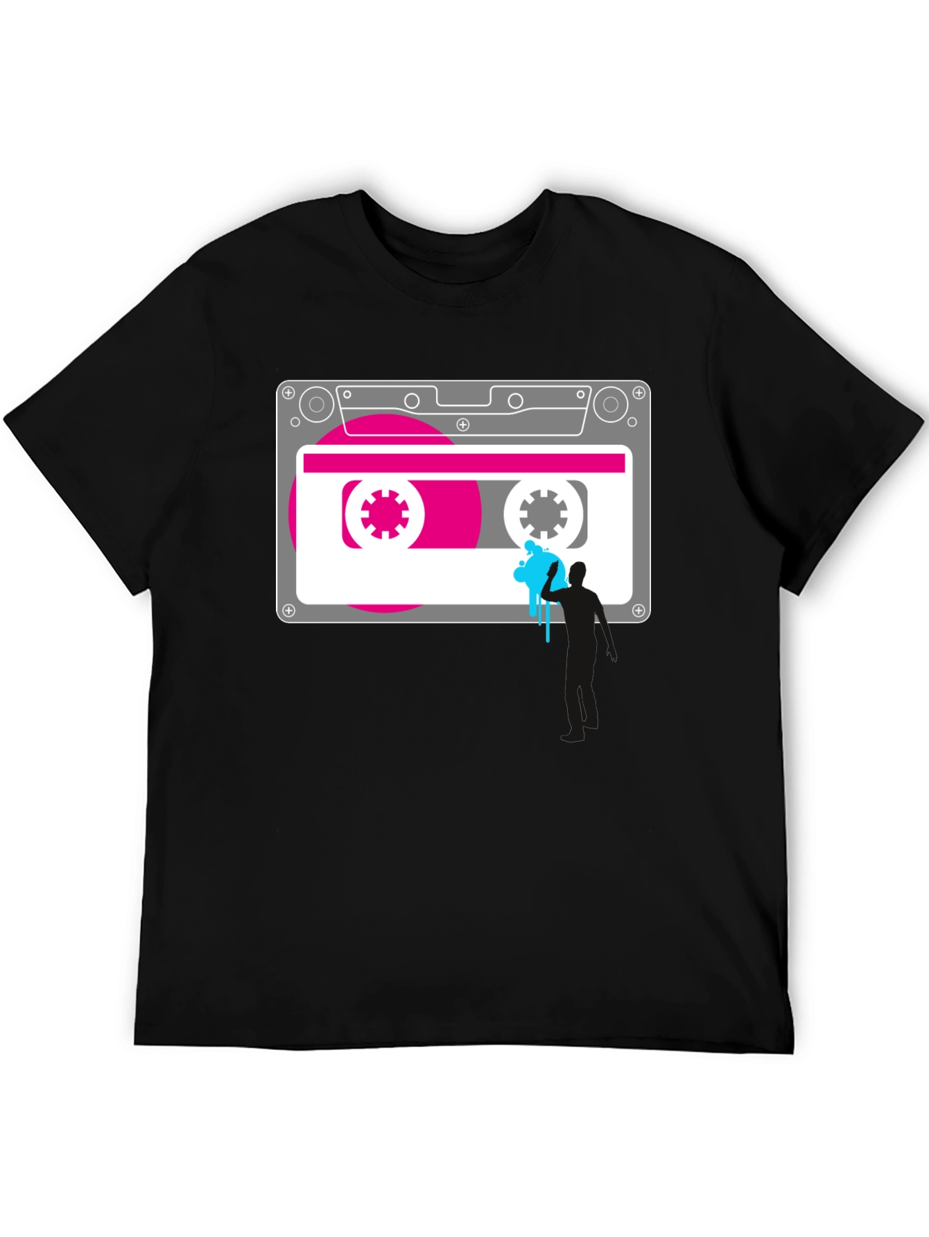 Retro Cassette Tape Graphic Tee - Black