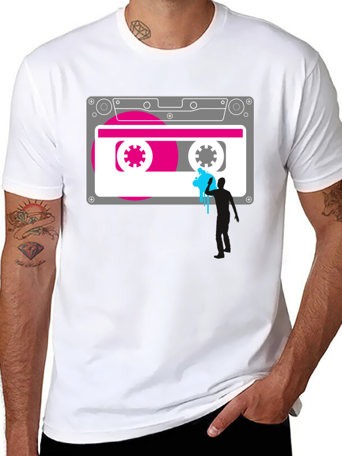 Retro Cassette Tape Graphic Tee - Black