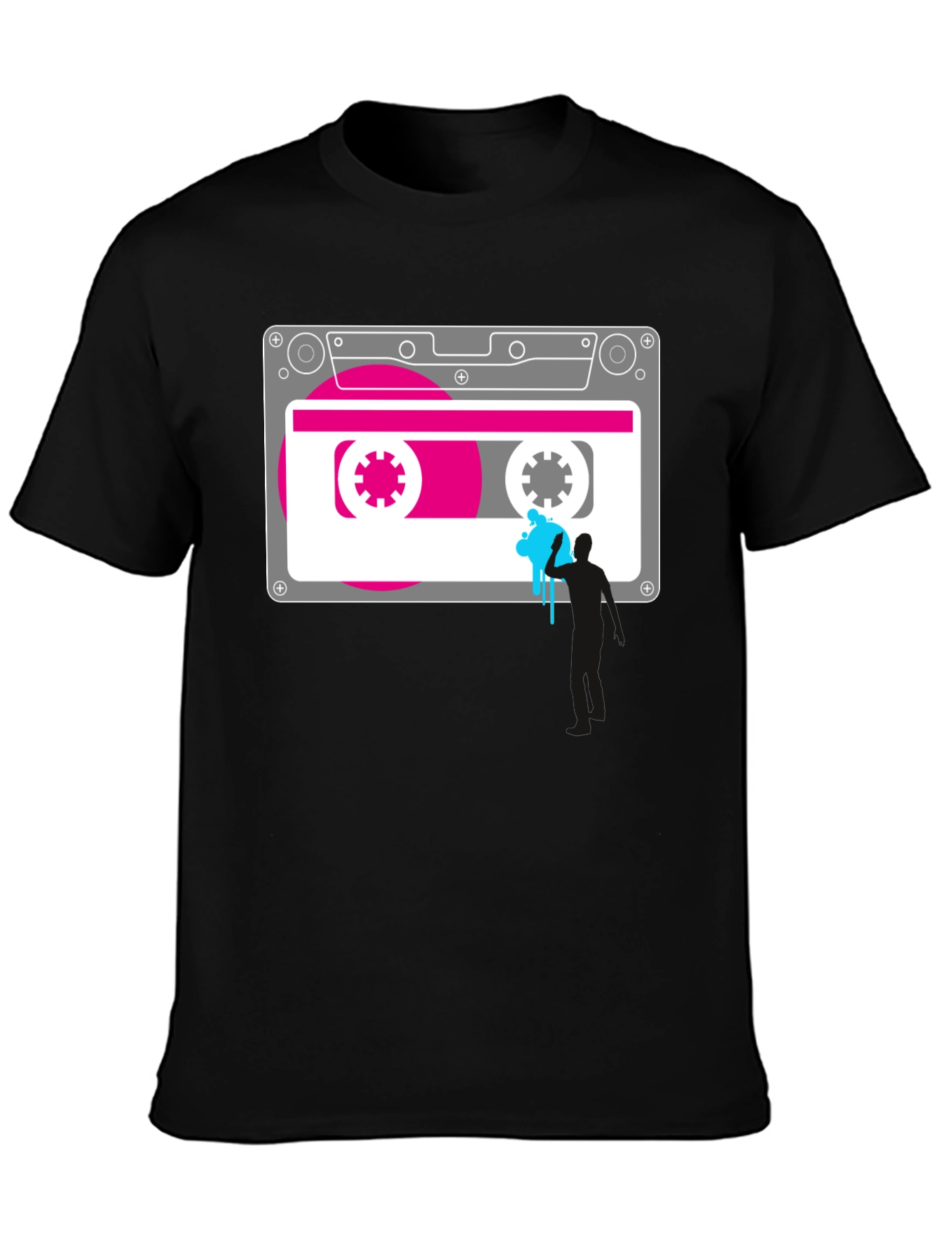 Retro Cassette Tape Graphic Tee - Black