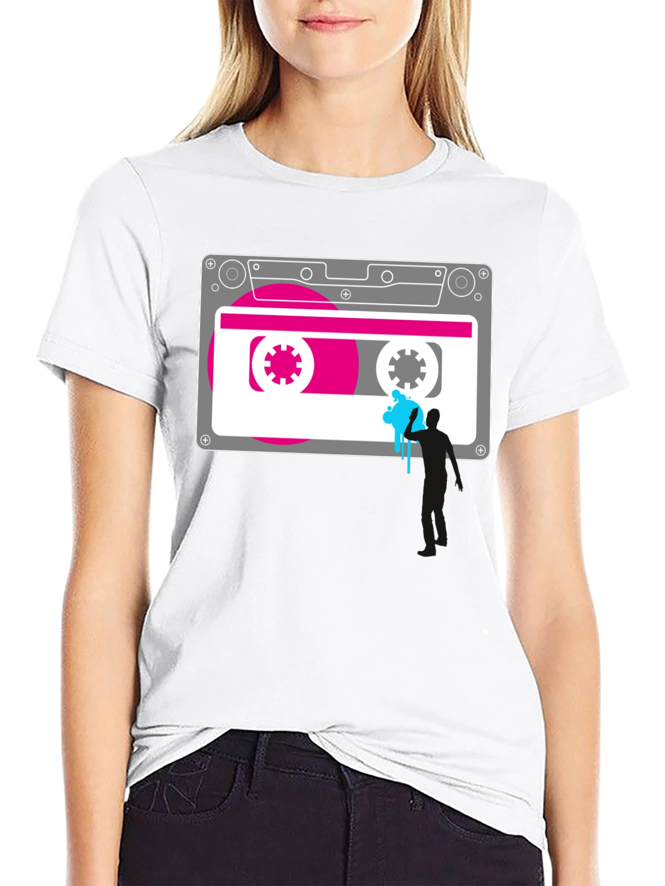 Retro Cassette Tape Graphic Tee - Black