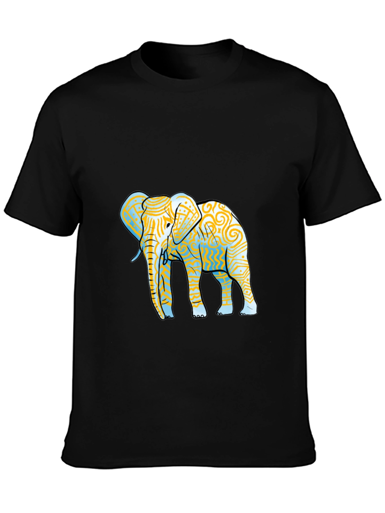 Elephant Graphic Print Black Crew Neck Tee