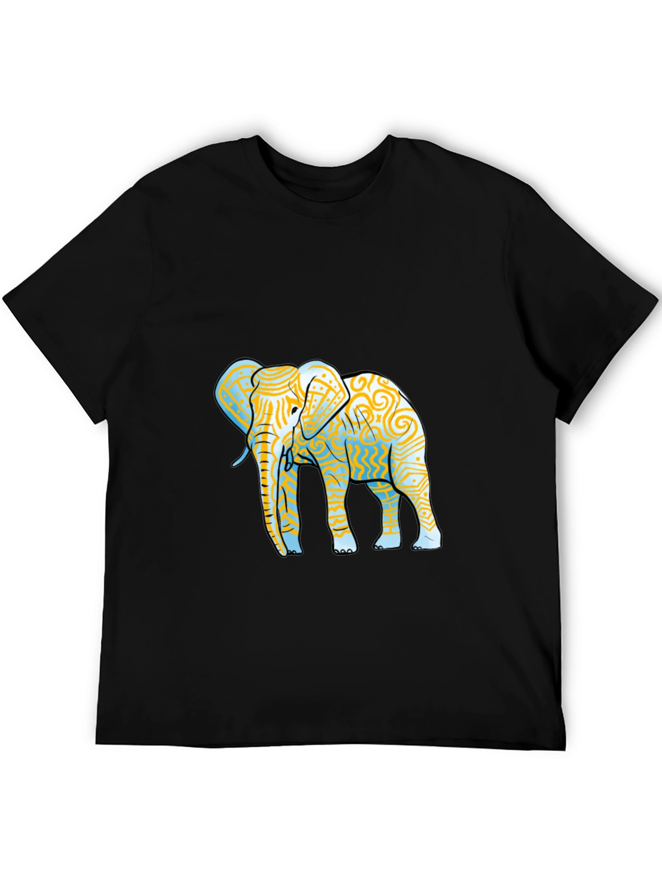Elephant Graphic Print Black Crew Neck Tee