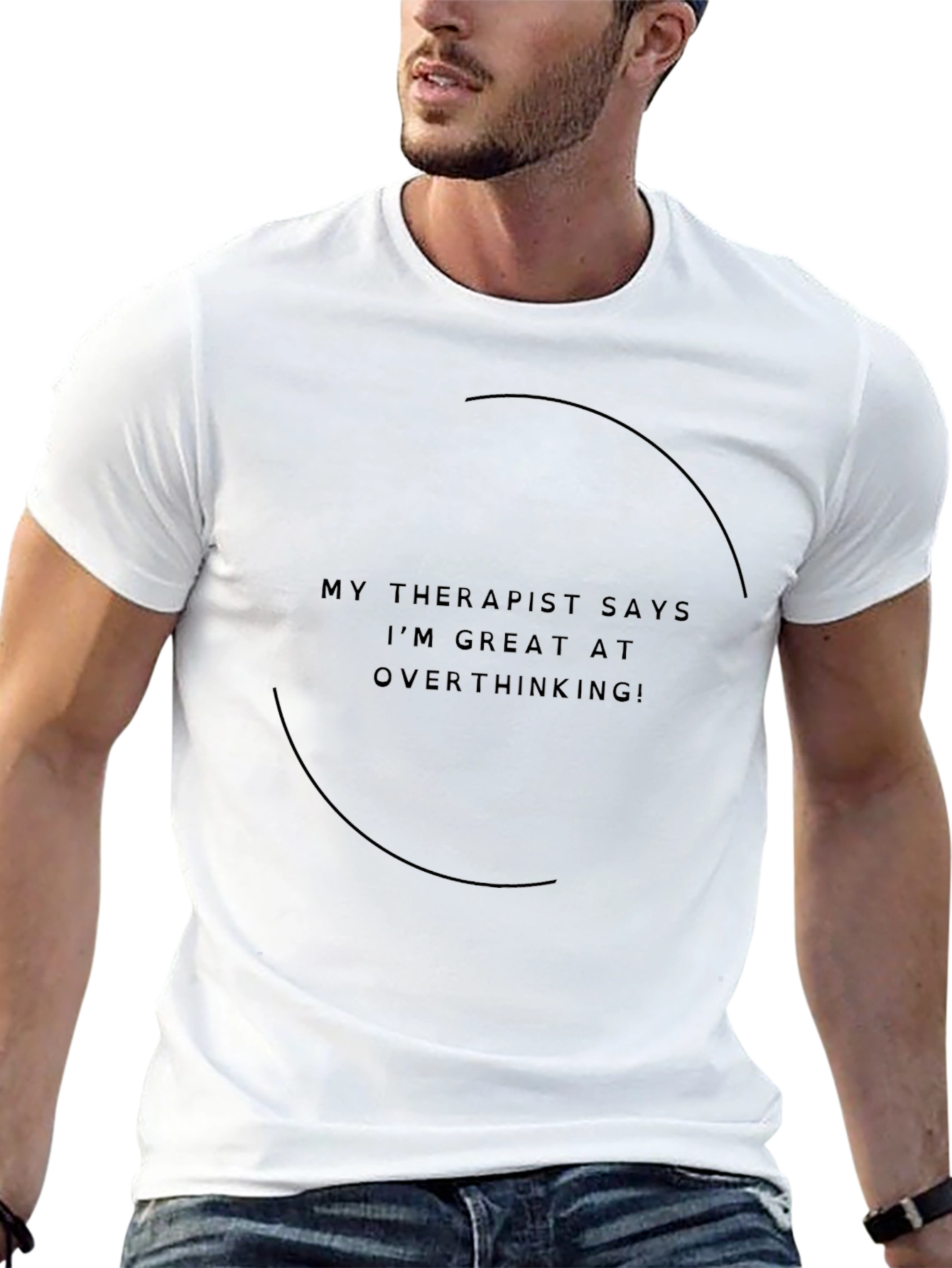 Funny Therapist Overthinking Mens Black T-Shirt
