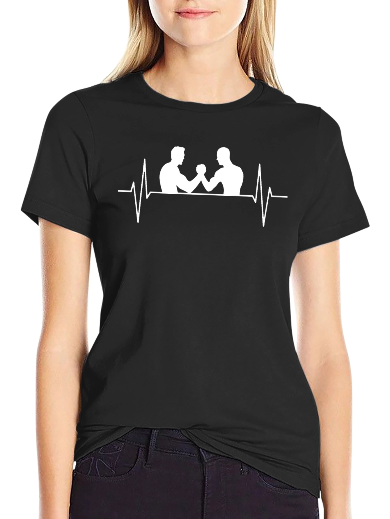 Arm Wrestling Heartbeat T-Shirt - Black