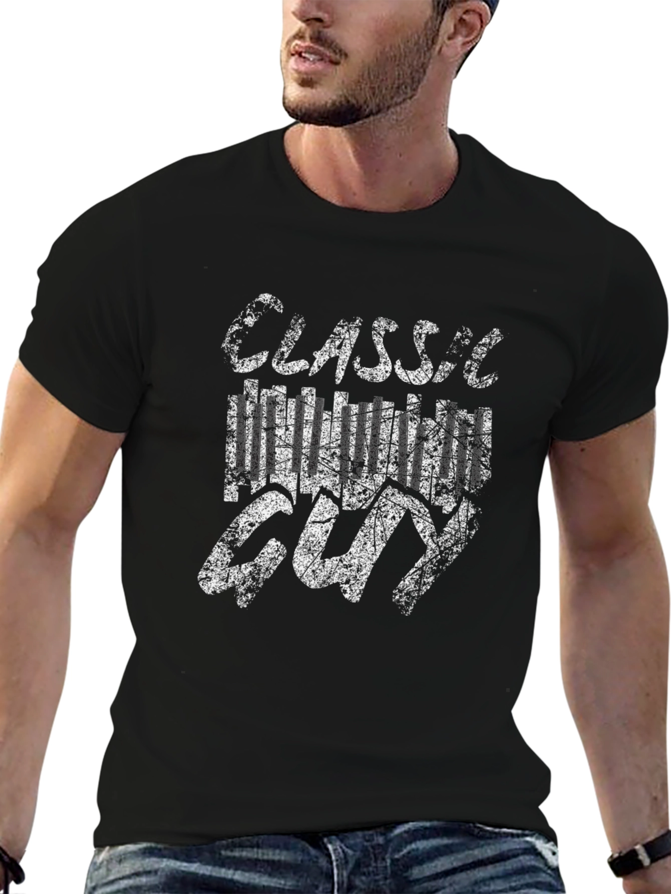 Classic Hollywood Guy Graphic T-Shirt - Black