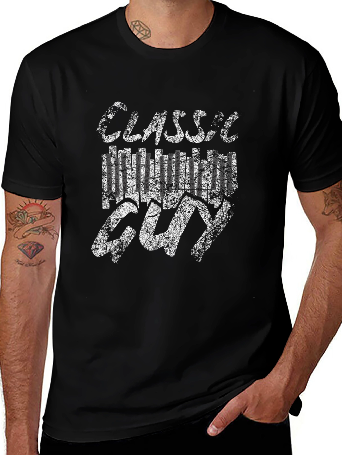 Classic Hollywood Guy Graphic T-Shirt - Black