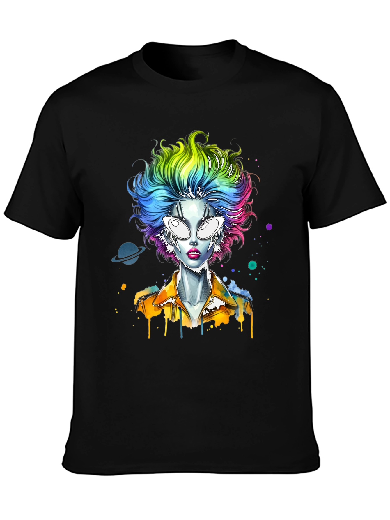 Alien Rainbow Hair Graphic T-Shirt