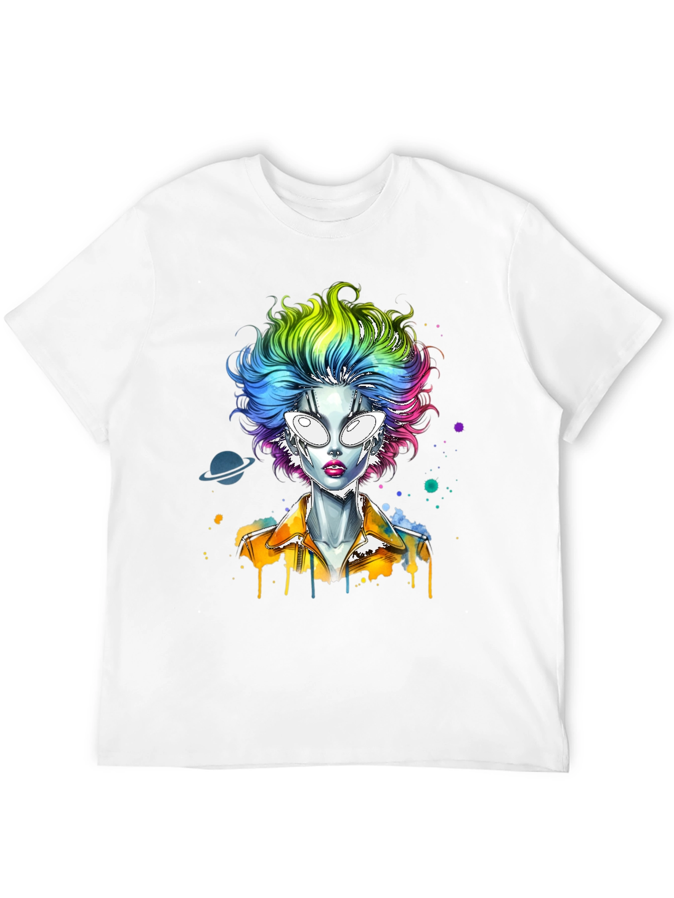 Alien Rainbow Hair Graphic T-Shirt
