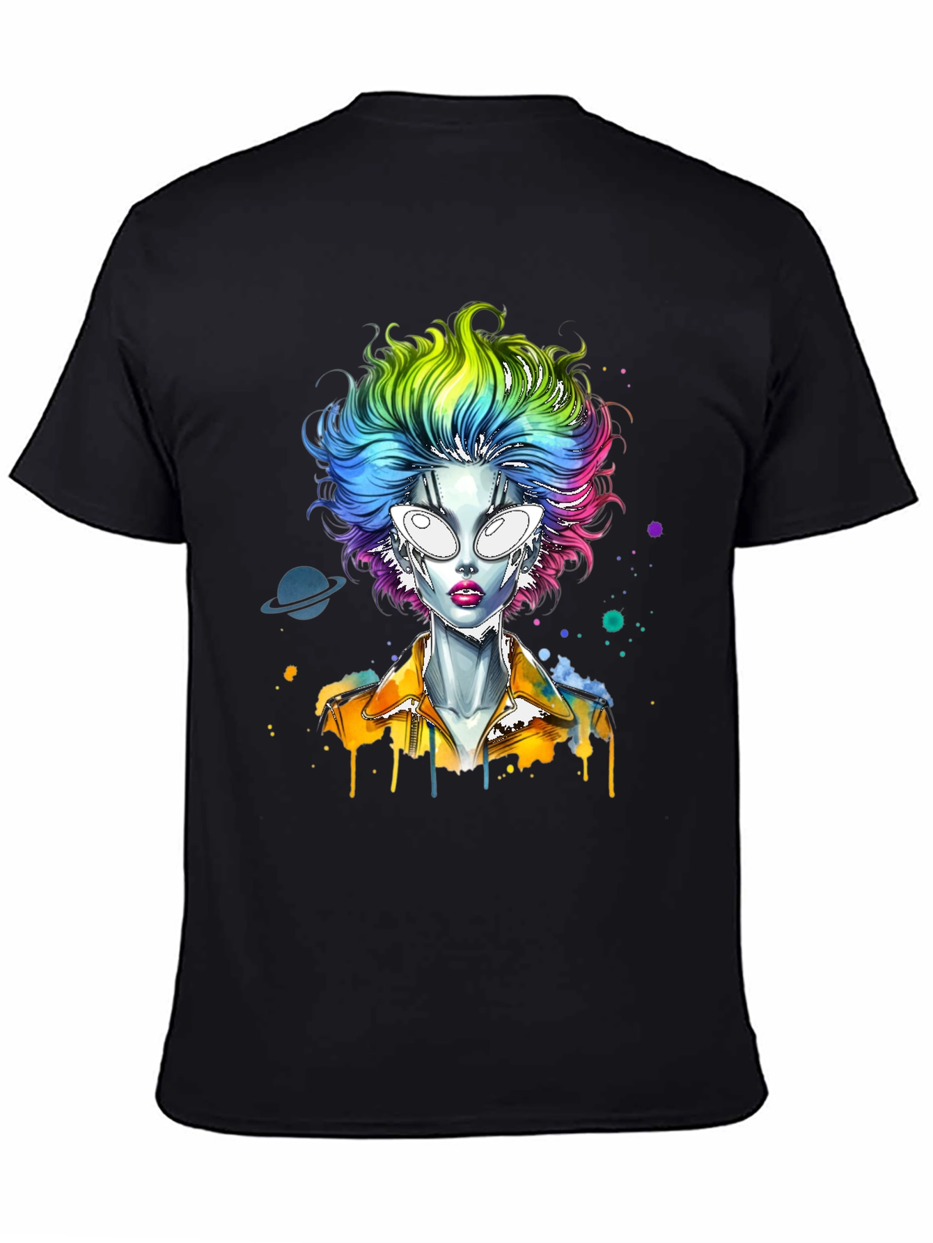 Alien Rainbow Hair Graphic T-Shirt