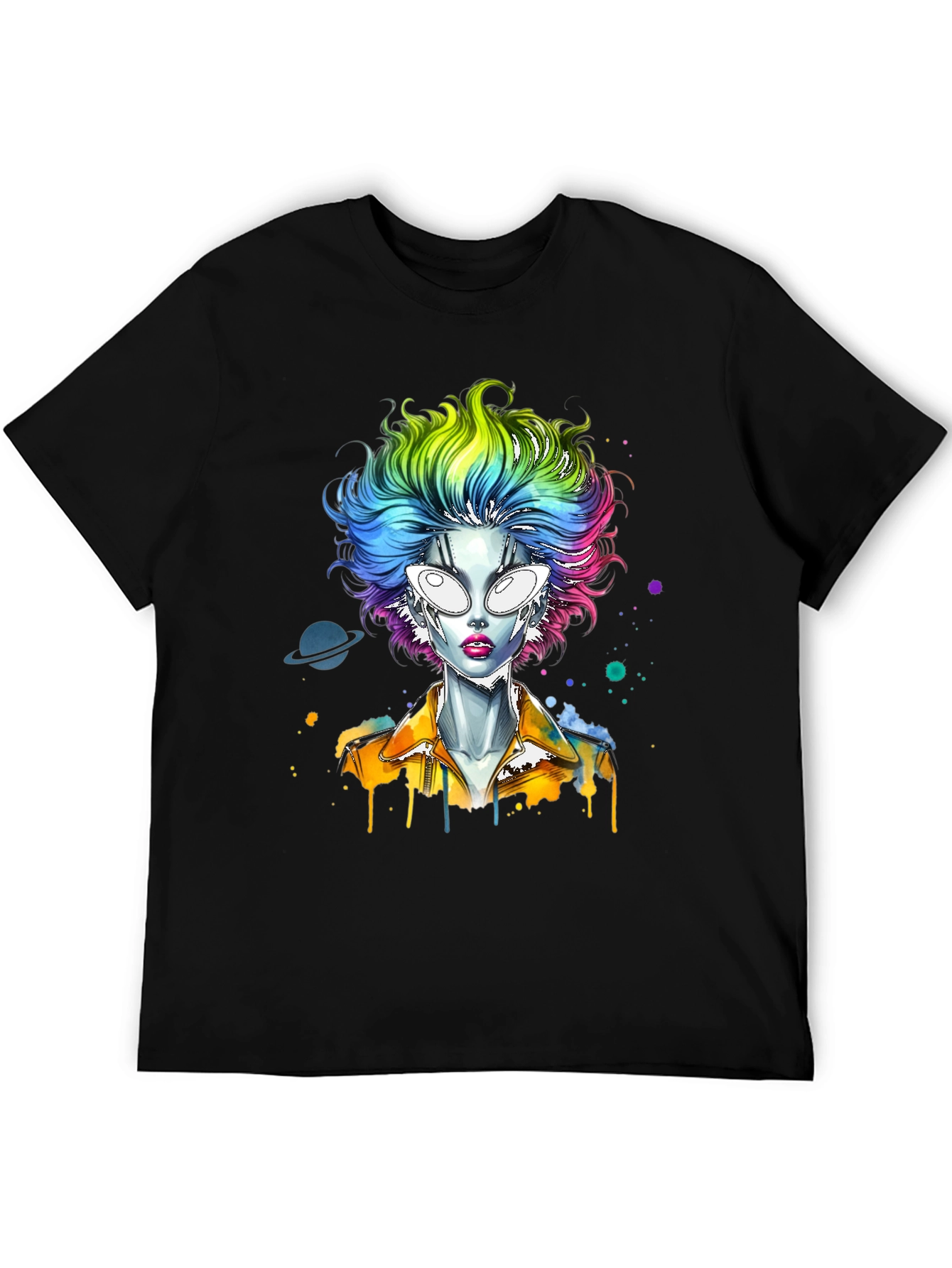 Alien Rainbow Hair Graphic T-Shirt