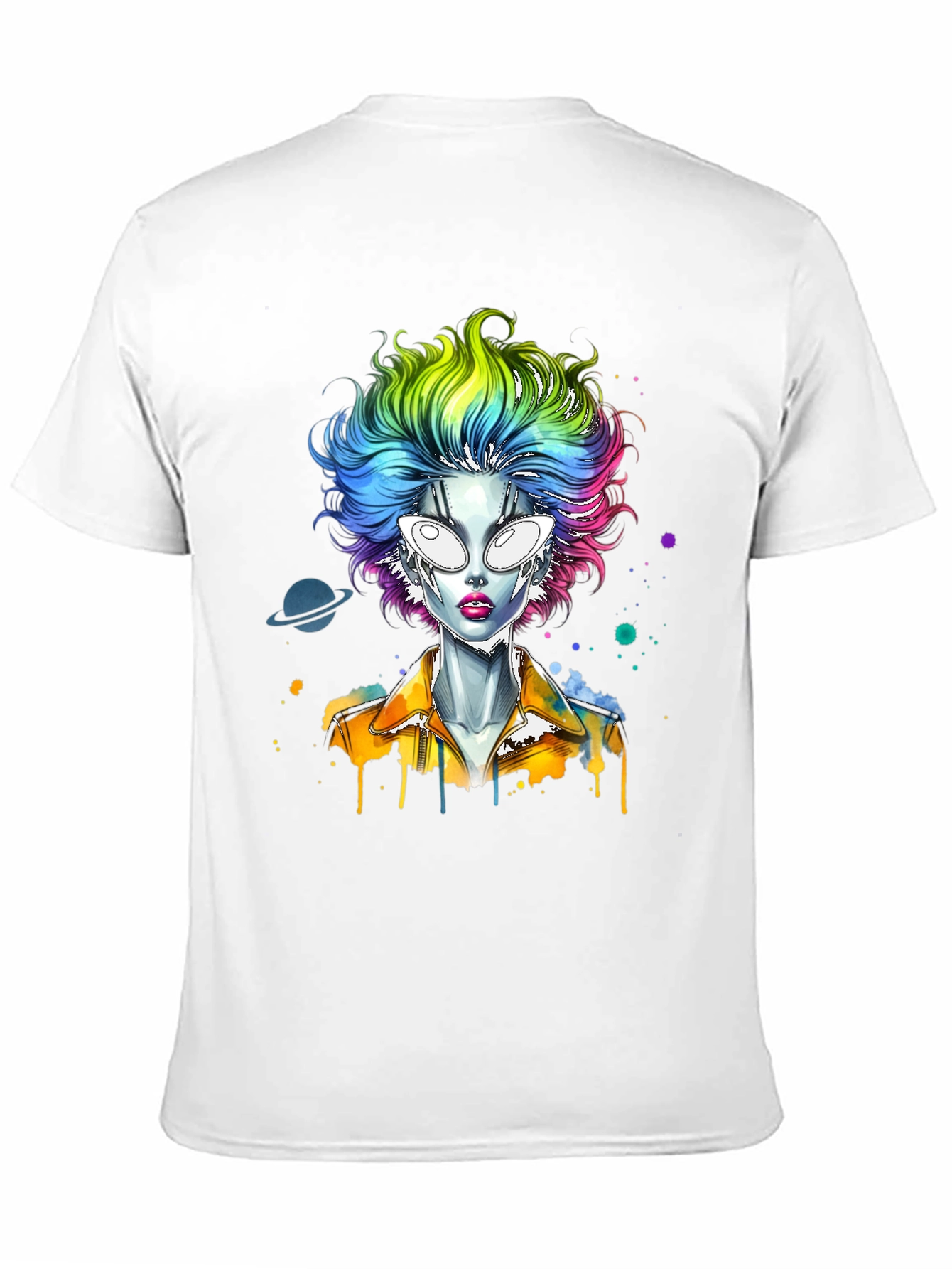 Alien Rainbow Hair Graphic T-Shirt