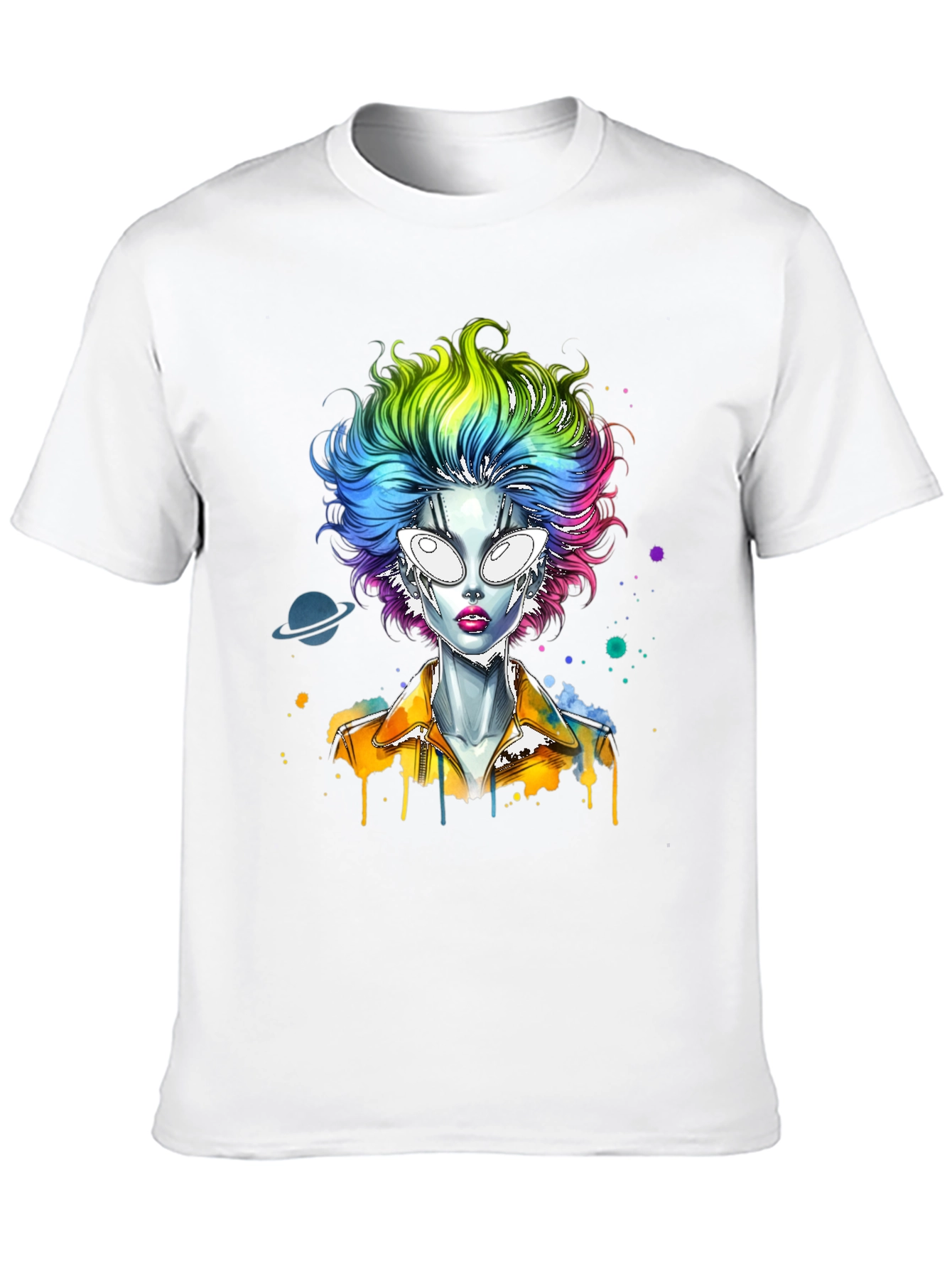 Alien Rainbow Hair Graphic T-Shirt