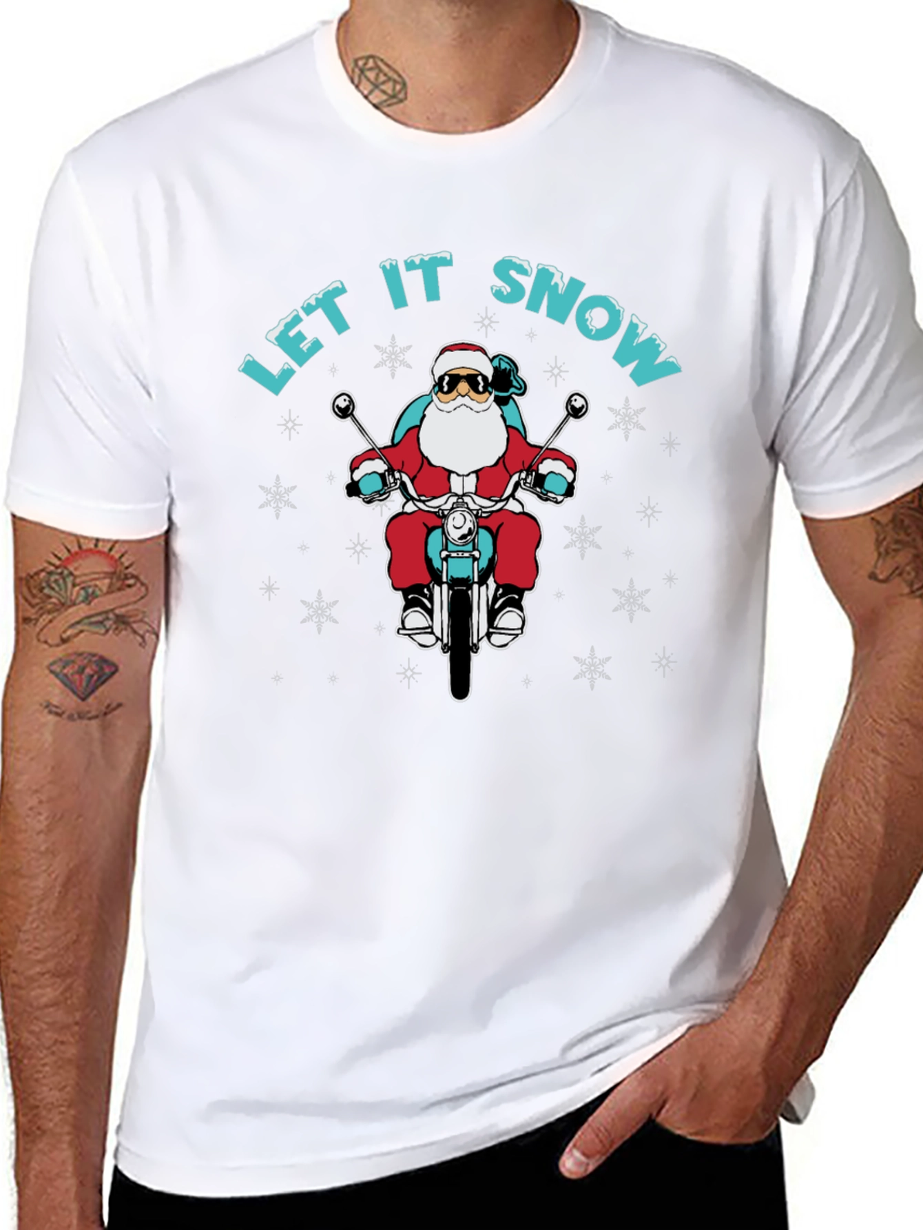 Santa Motorcycle T-Shirt - Let It Snow
