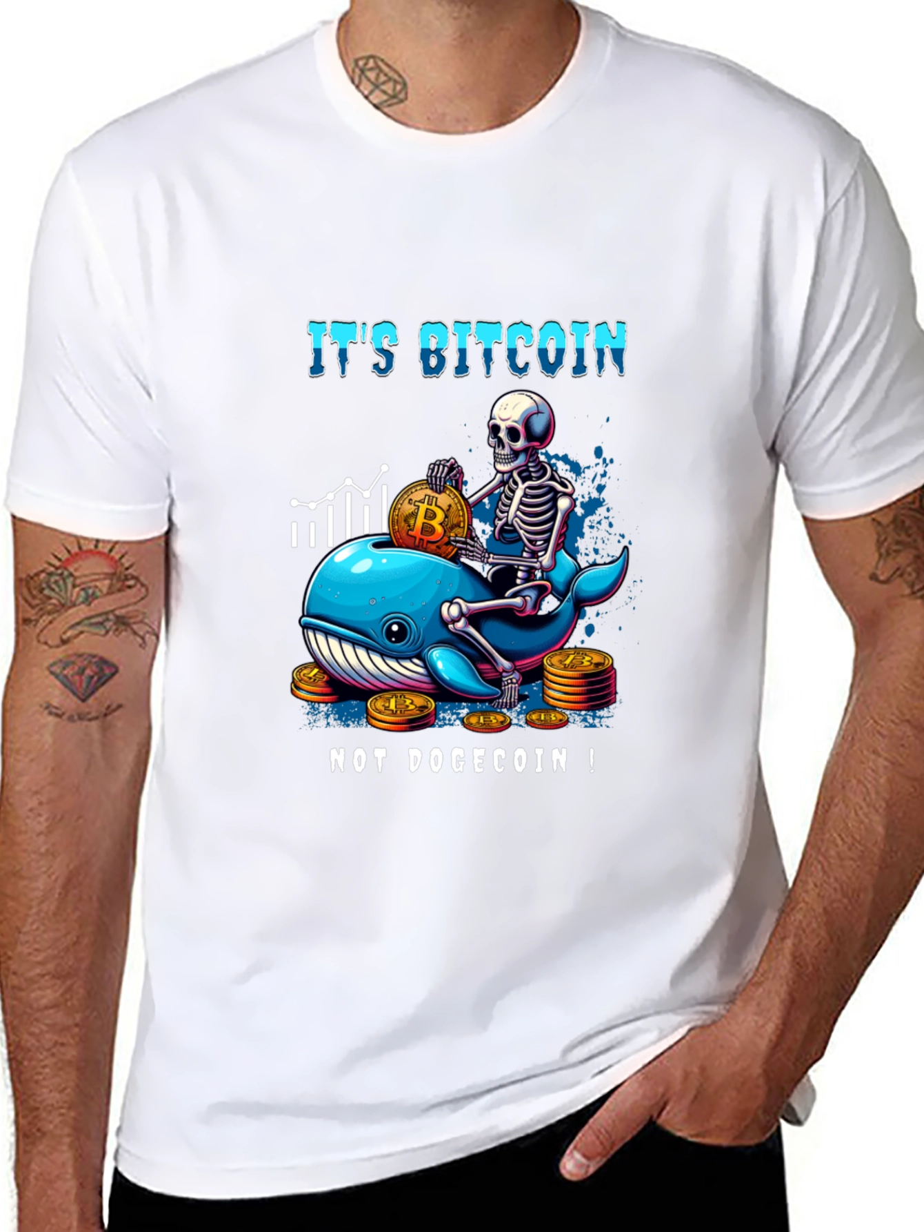 Bitcoin Whale Skeleton Graphic T-Shirt