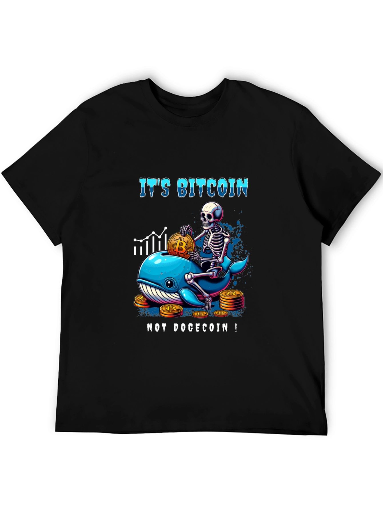Bitcoin Whale Skeleton Graphic T-Shirt