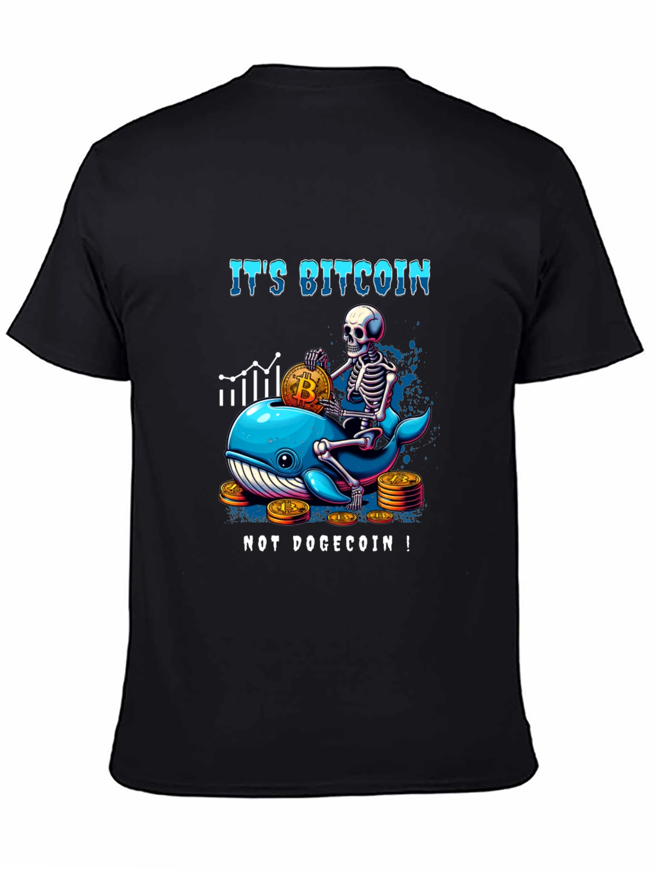 Bitcoin Whale Skeleton Graphic T-Shirt