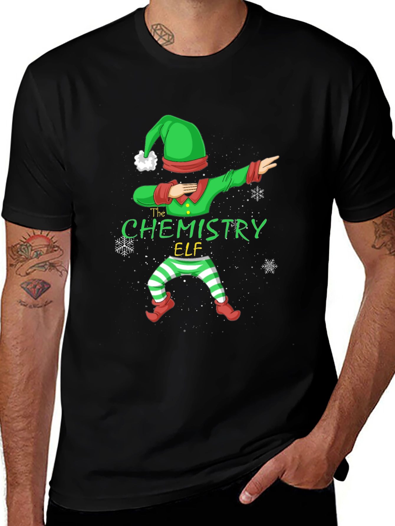 Chemistry Elf Dabbing T-Shirt - Festive Holiday Apparel