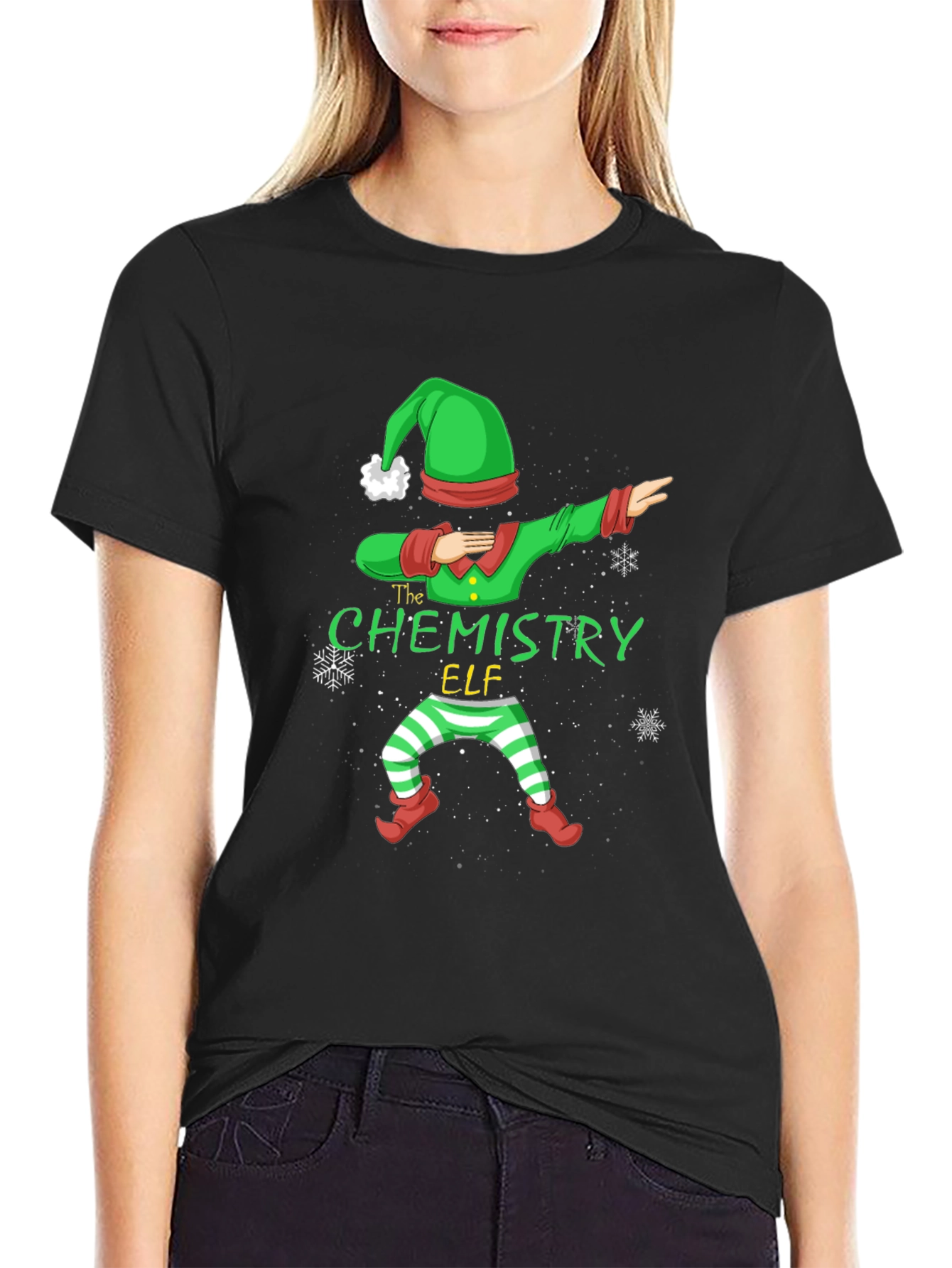 Chemistry Elf Dabbing T-Shirt - Festive Holiday Apparel