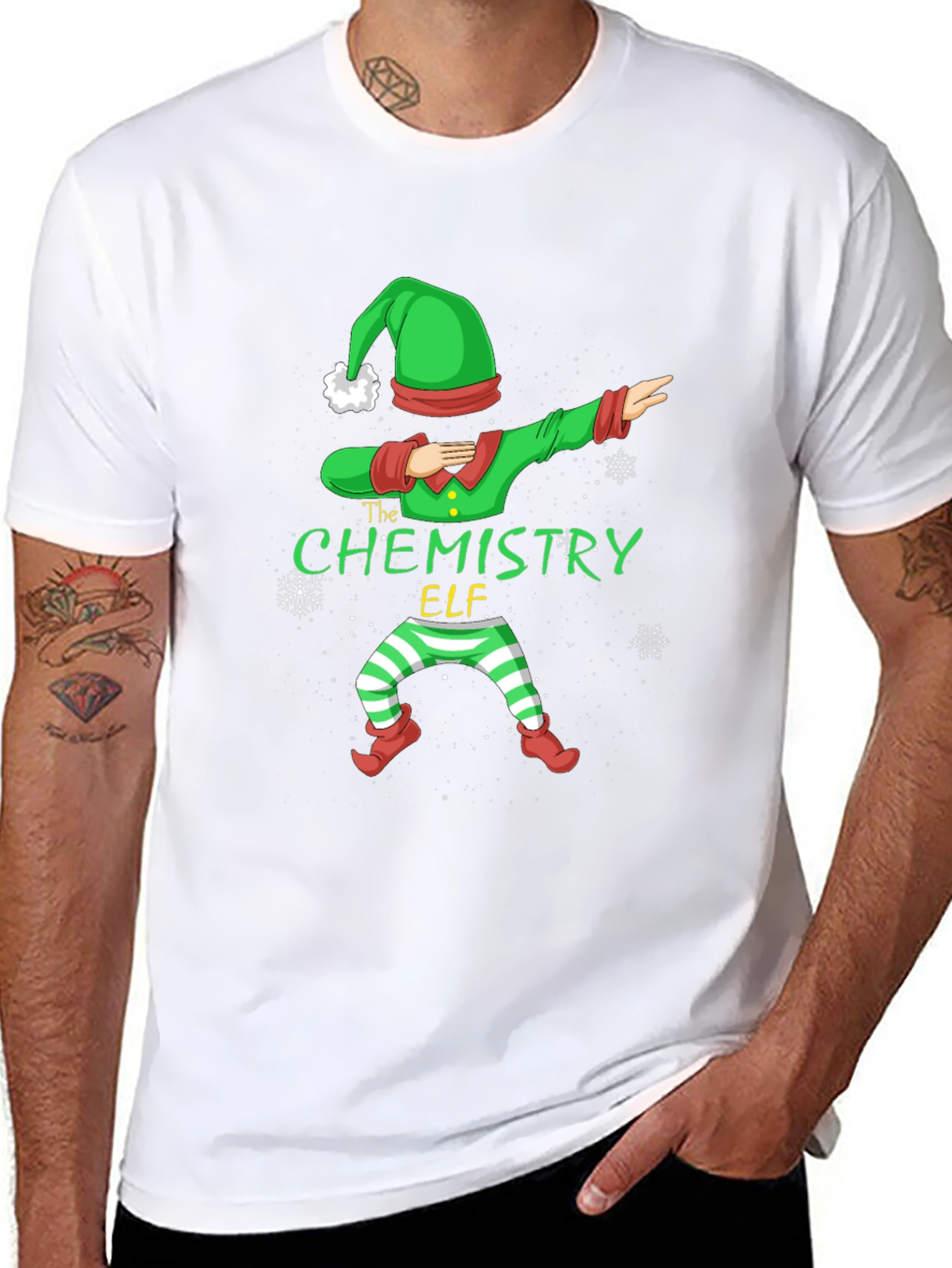 Chemistry Elf Dabbing T-Shirt - Festive Holiday Apparel